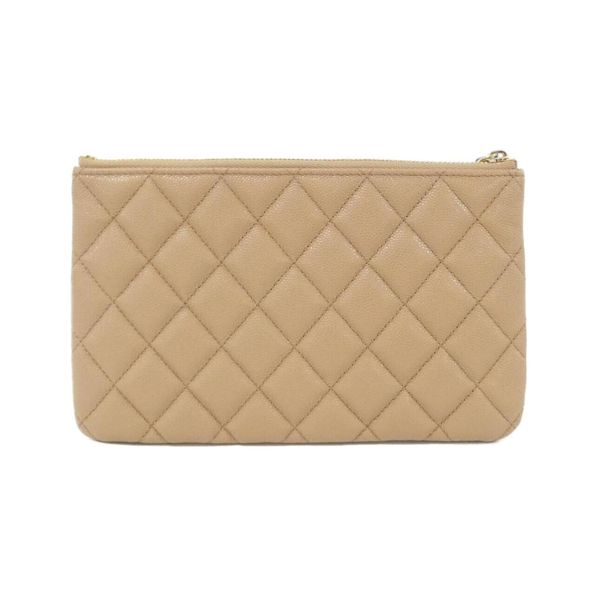 Chanel Beige Grained Calfskin Handbag Pouch (Pre-Owned)