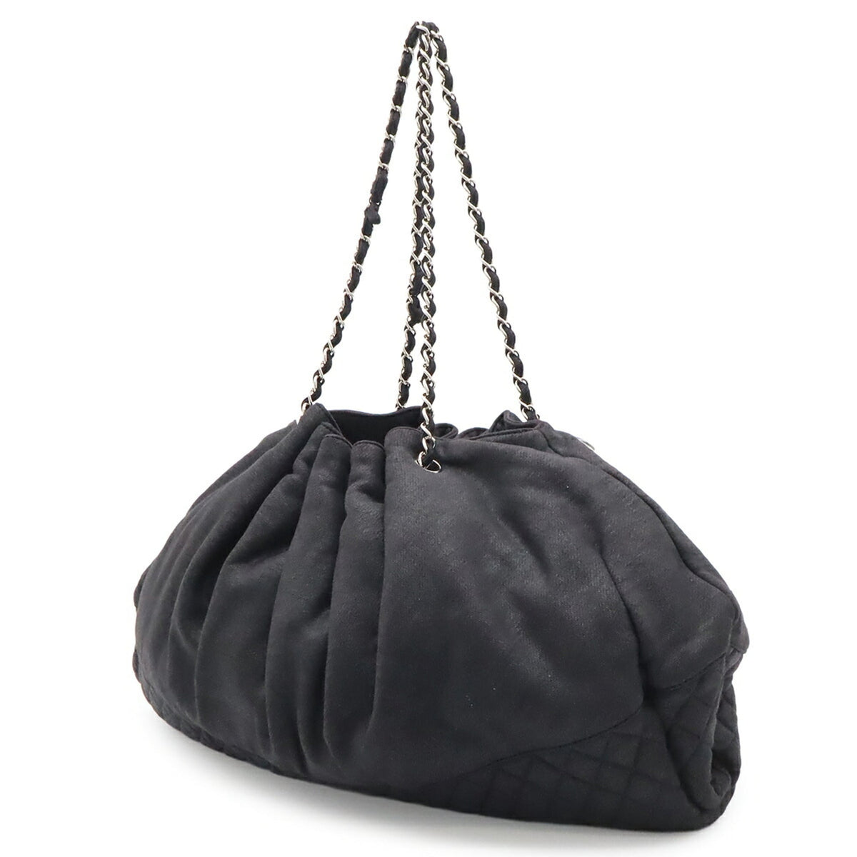 Chanel Matelasse Black Cotton Jersey Shoulder Bag (Pre-Owned)