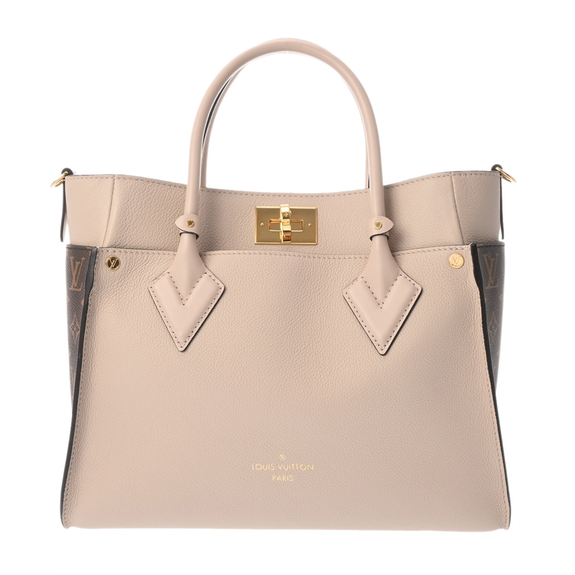 Louis Vuitton Brown Grayish Monogram Canvas Leather Handbag Tote Bag (Pre-Owned)