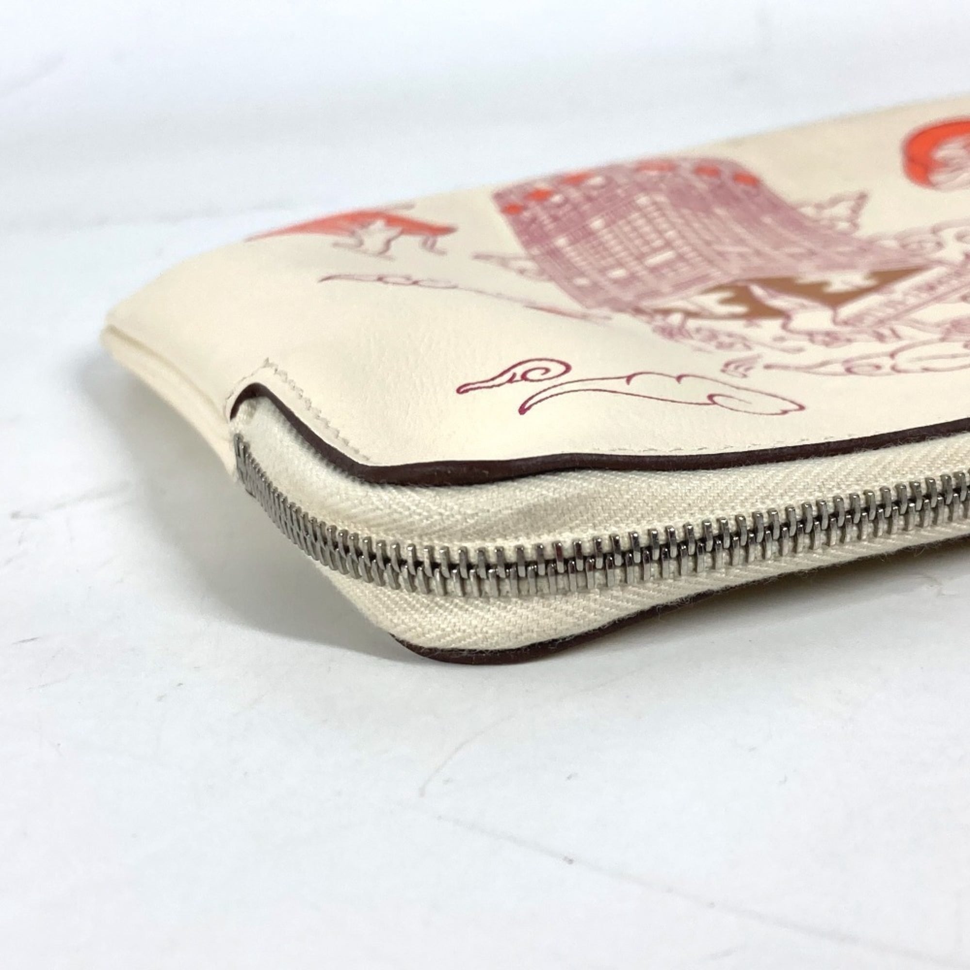 Hermes Ivory Leather Clutch Bag Pouch (Pre-Owned)