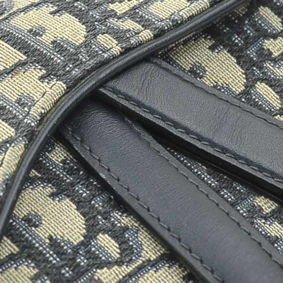 Christian Dior Navy Canvas Leather Handbag Saddle Bag Shoulder Bag (Pre-Owned)