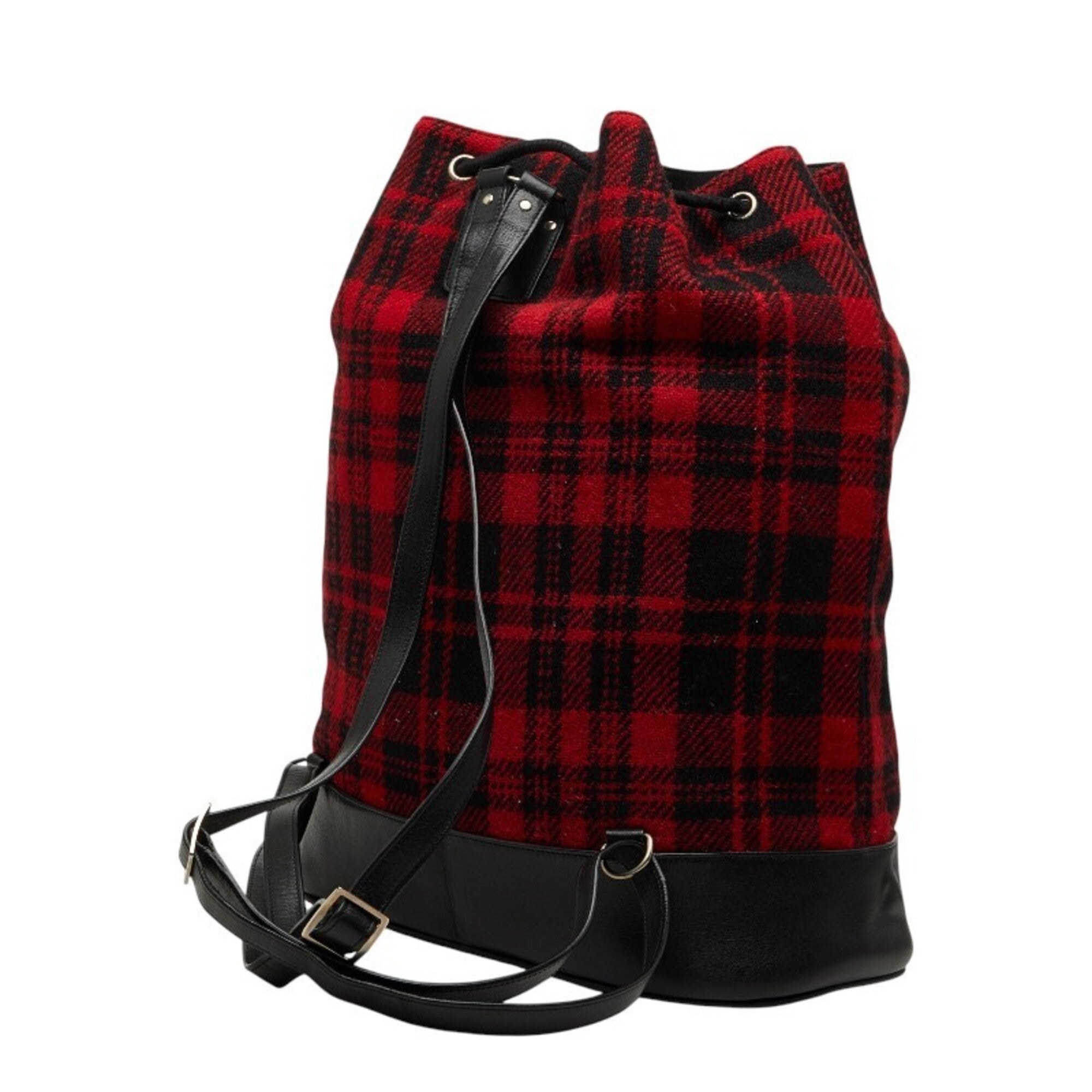 Saint Laurent Red Color Leather Wool Backpack (Pre-Owned)