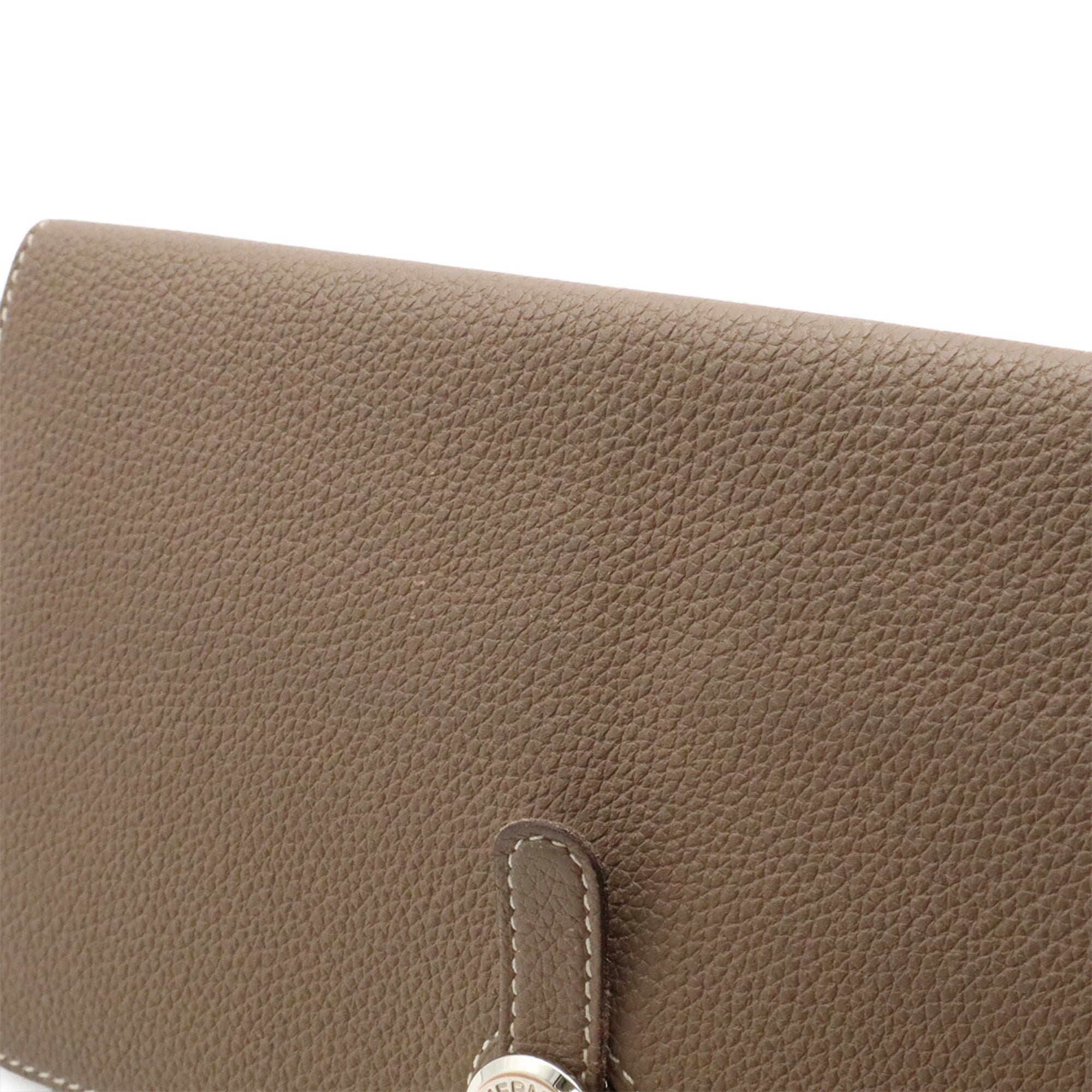 Hermes Etoupe Gray Togo Leather Long Wallet (Bi-Fold) (Pre-Owned)