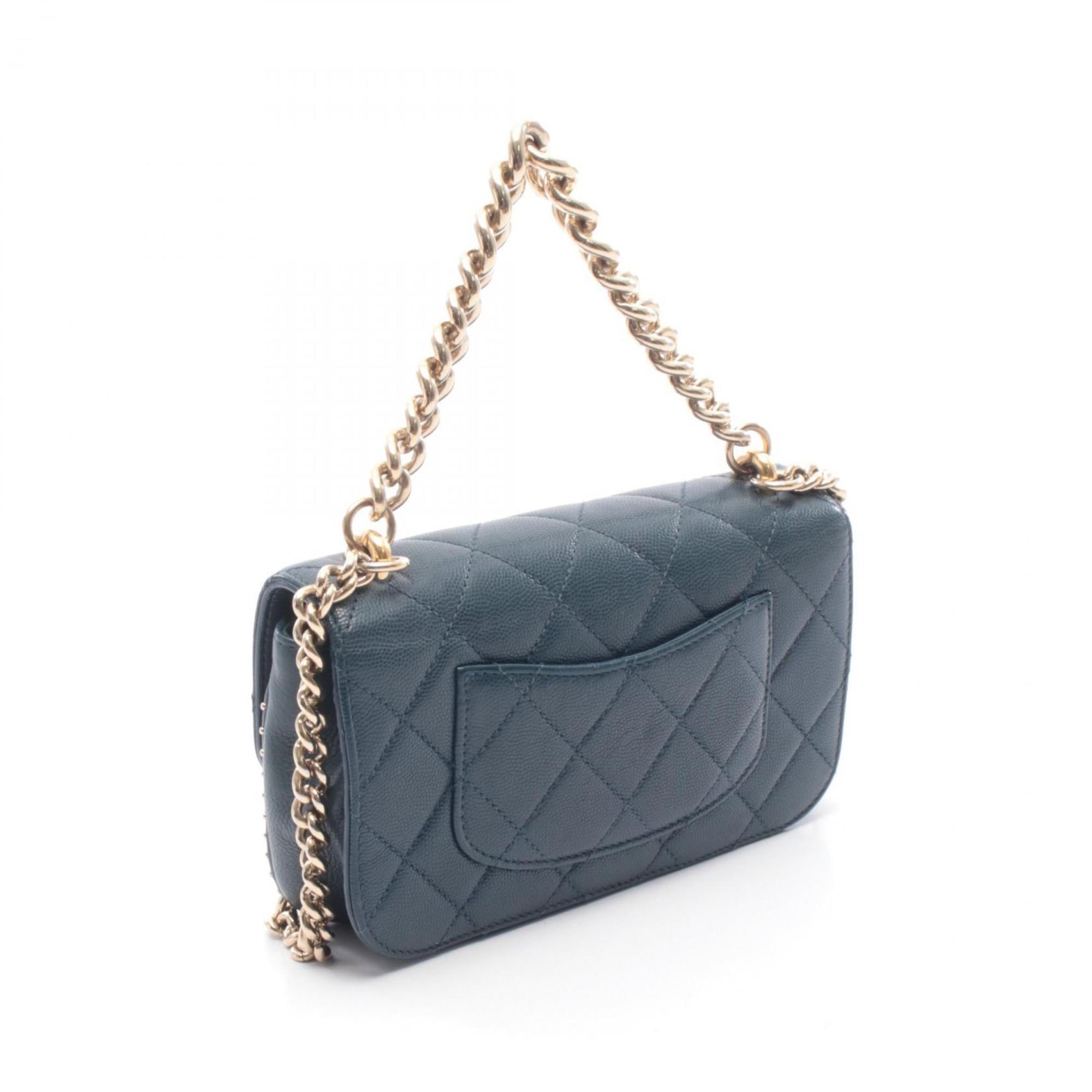 Chanel Navy Leather Handbag Shoulder Bag (Pre-Owned)