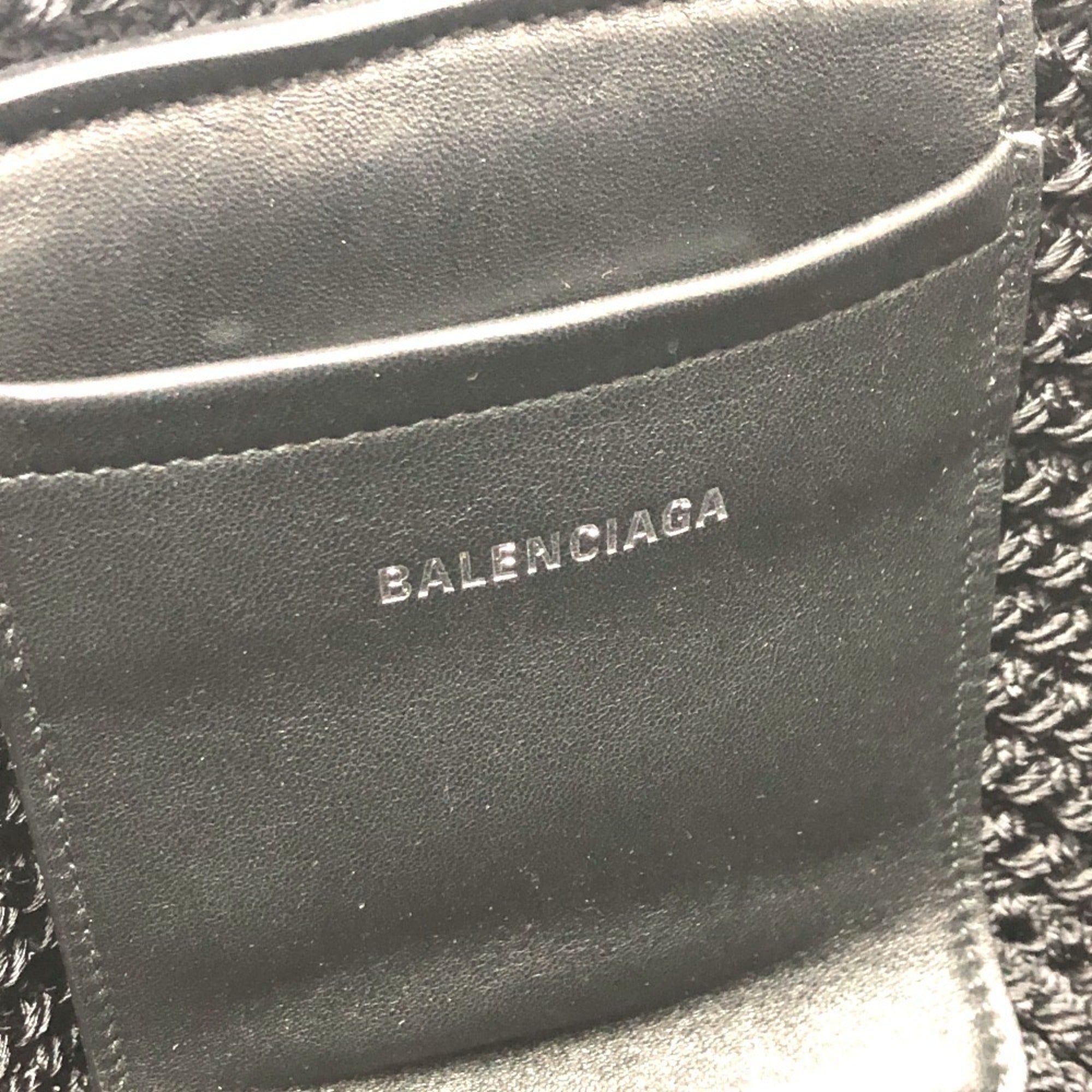 Balenciaga Black Nylon Leather Basket Shoulder Bag (Pre-Owned)