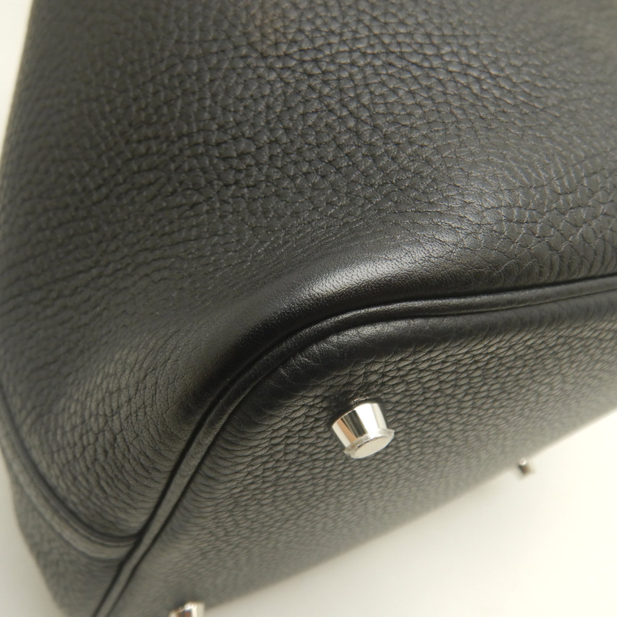 Hermes Picotin Noir Taurillon Clemence Leather Handbag (Pre-Owned)
