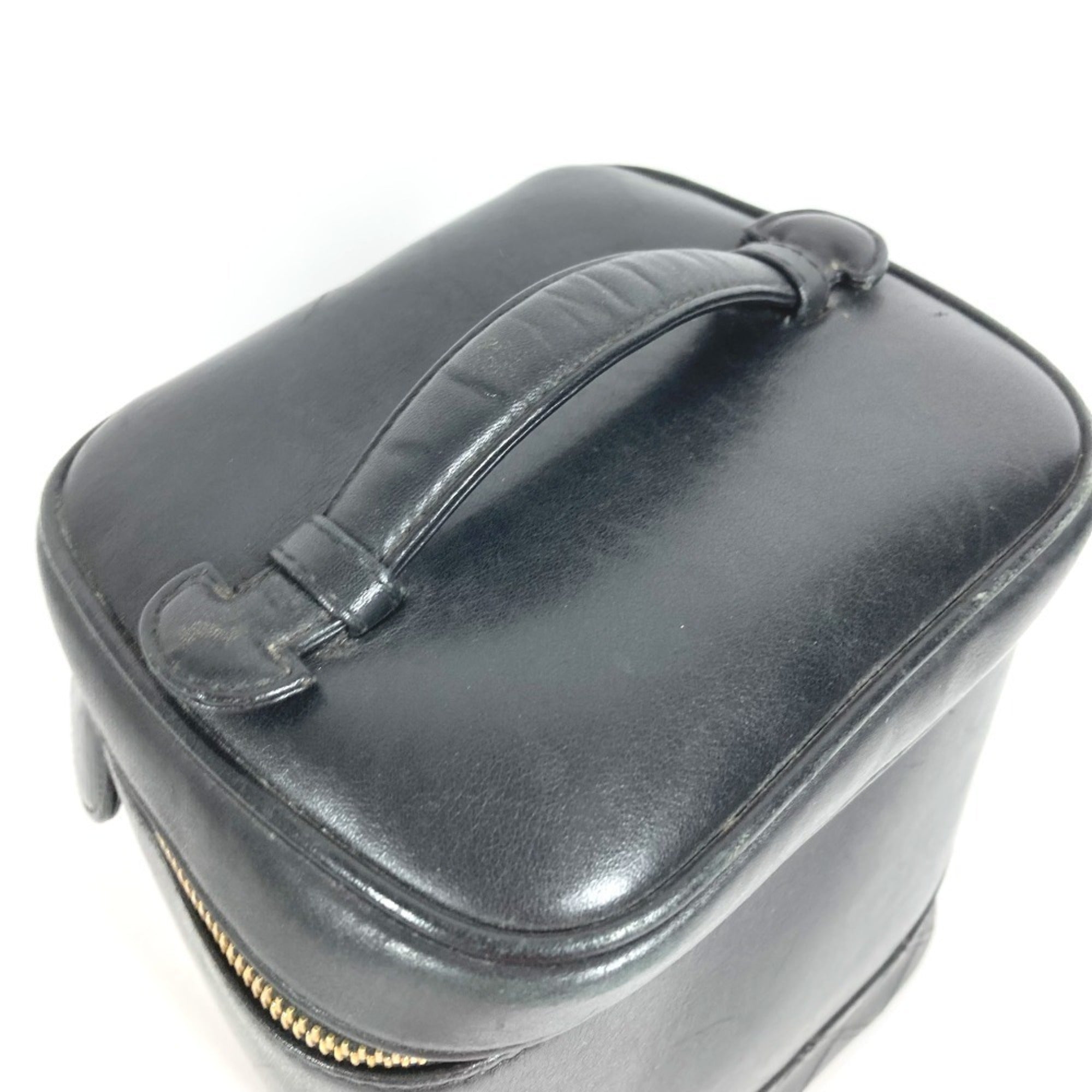 Chanel Black Leather Handbag Pouch Vanity Bag (Pre-Owned)