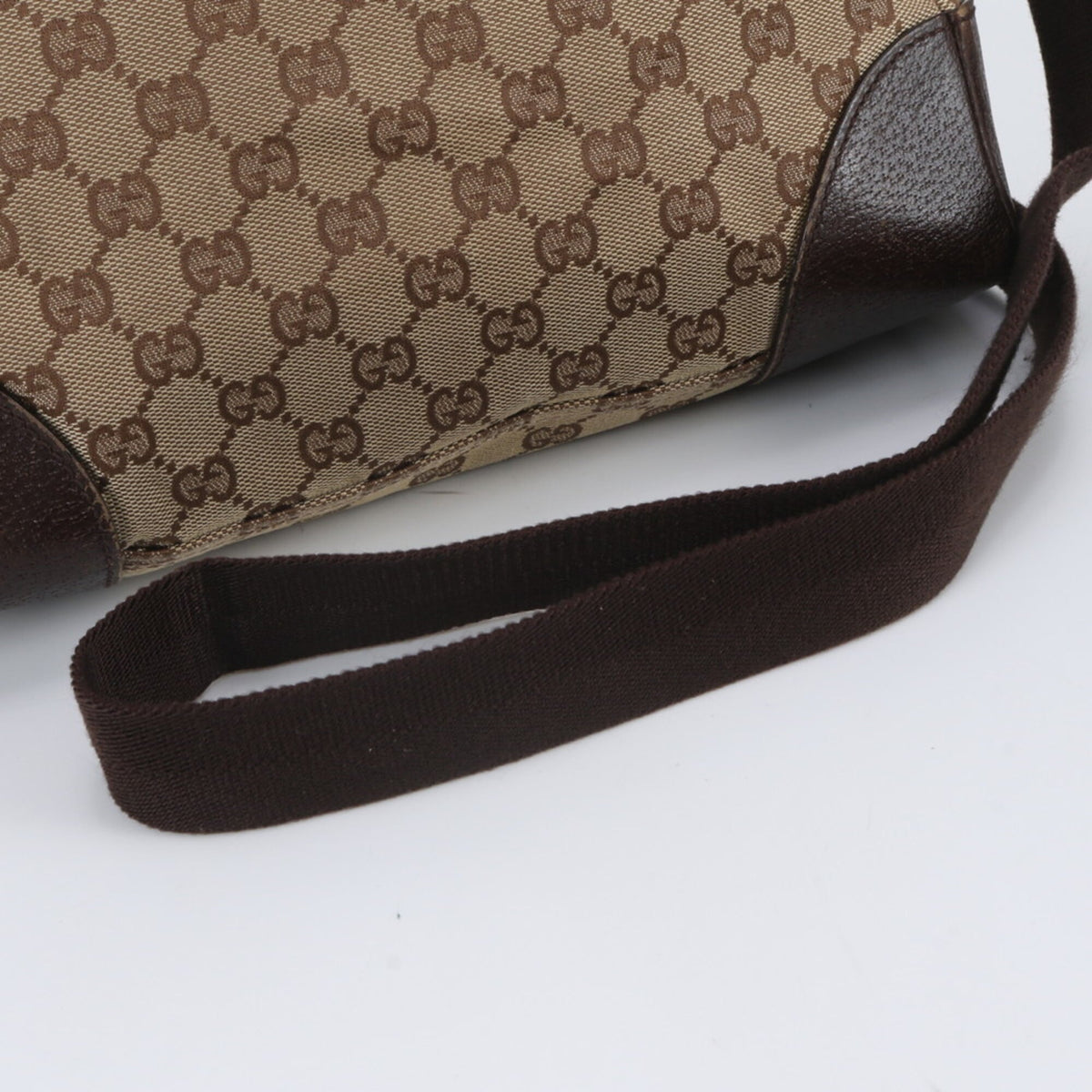 Gucci Brown Leather Canvas Crossbody Bag Handbag Shoulder Bag Tote Bag (Pre-Owned)