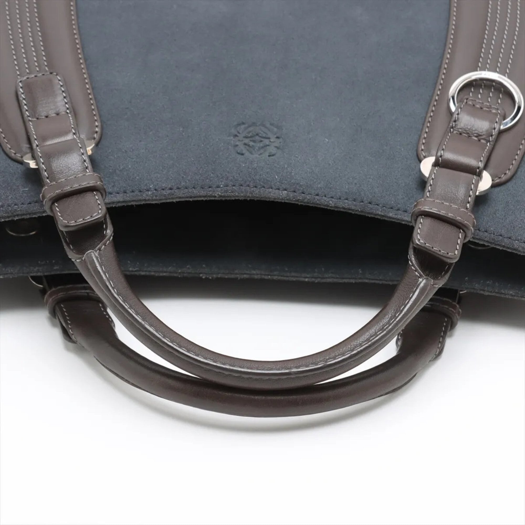Loewe Blue Brown Leather Handbag Tote Bag (Pre-Owned)