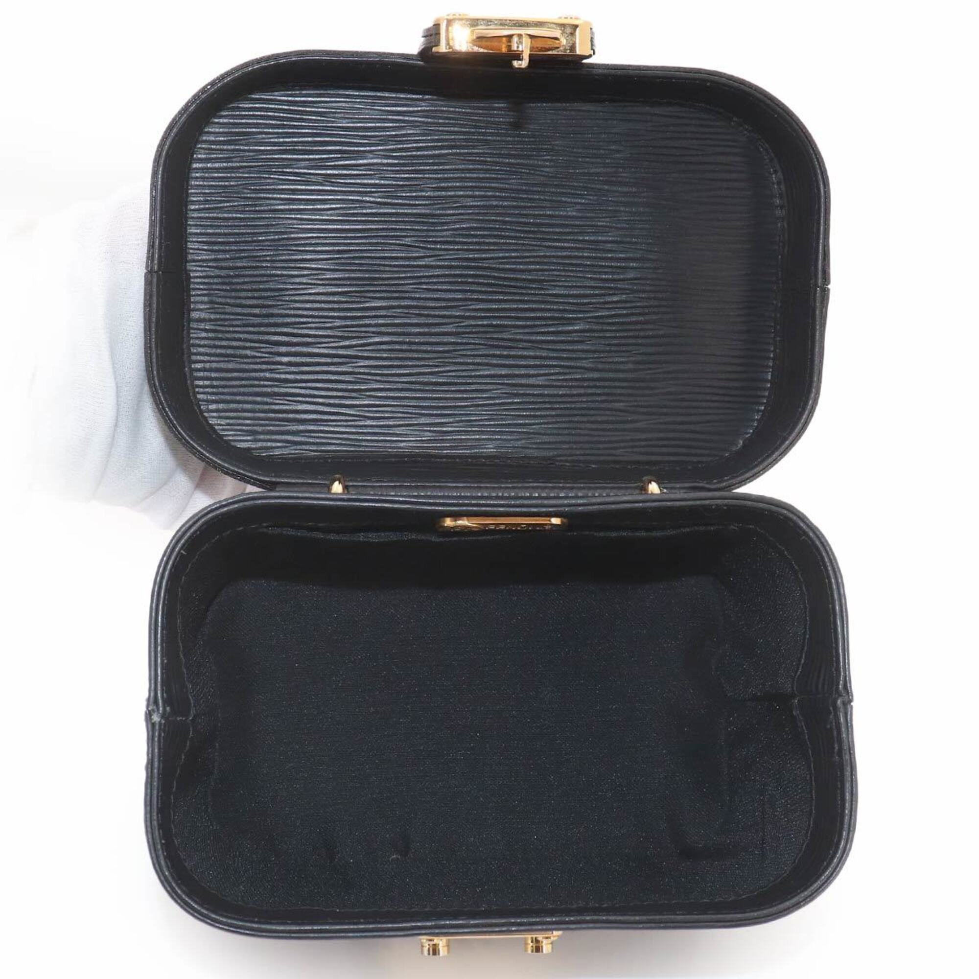 Fendi Black Leather Handbag Vanity Bag (Pre-Owned)