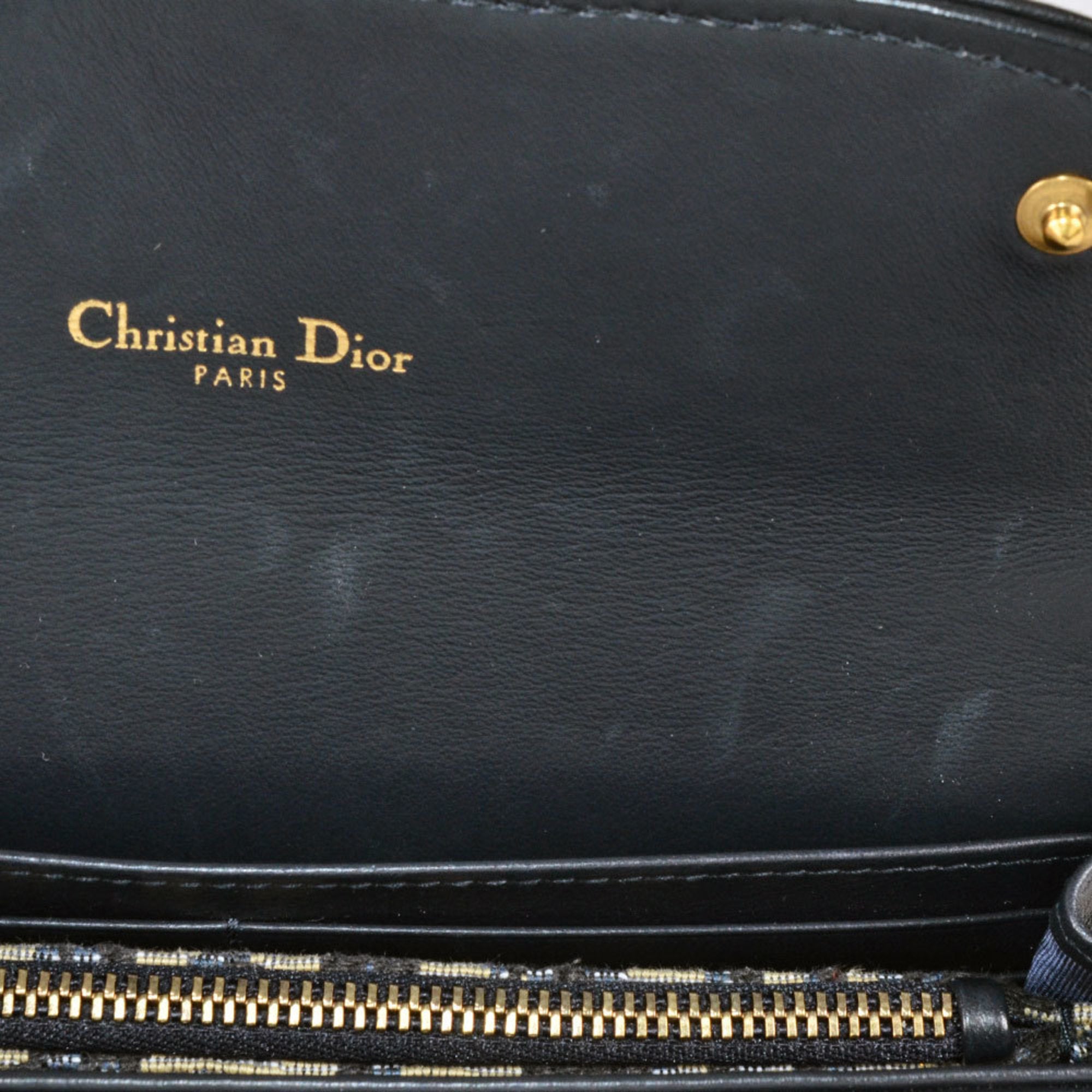 Christian Dior Blue Jacquard Chain/Shoulder Wallet (Pre-Owned)