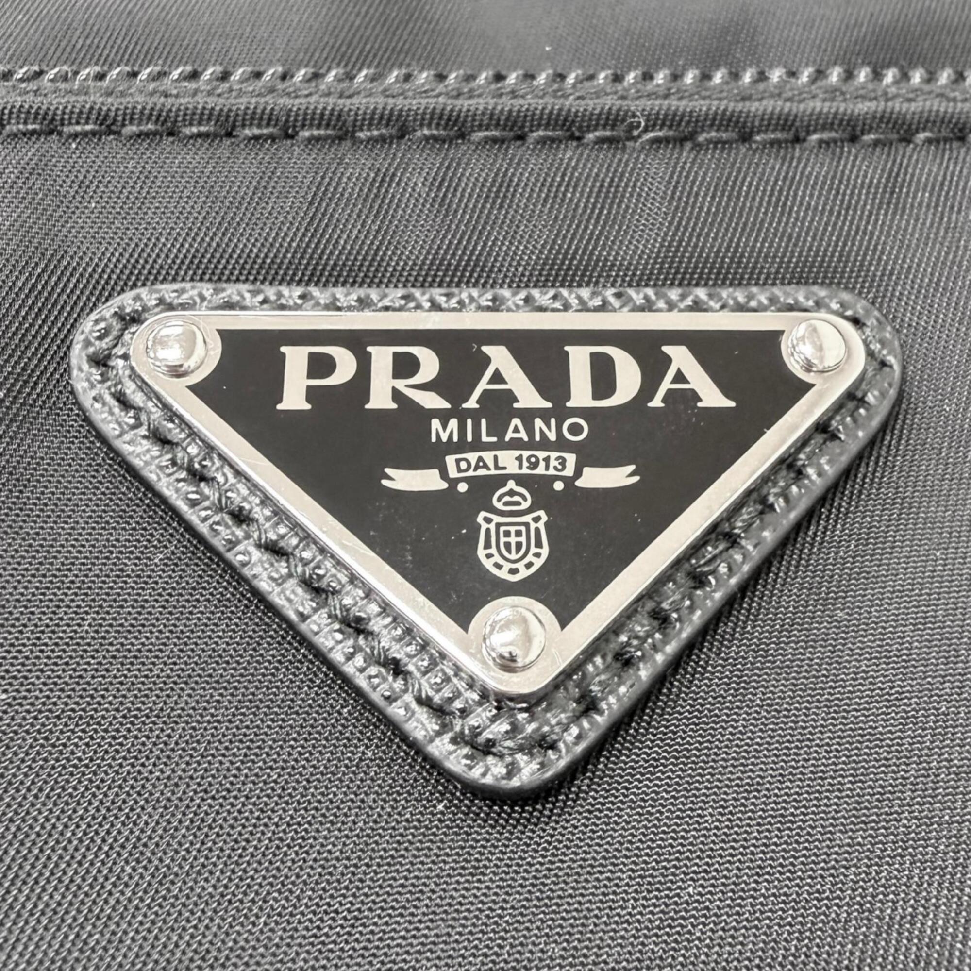Prada Black Nylon Leather Pouch Shoulder Bag (Pre-Owned)