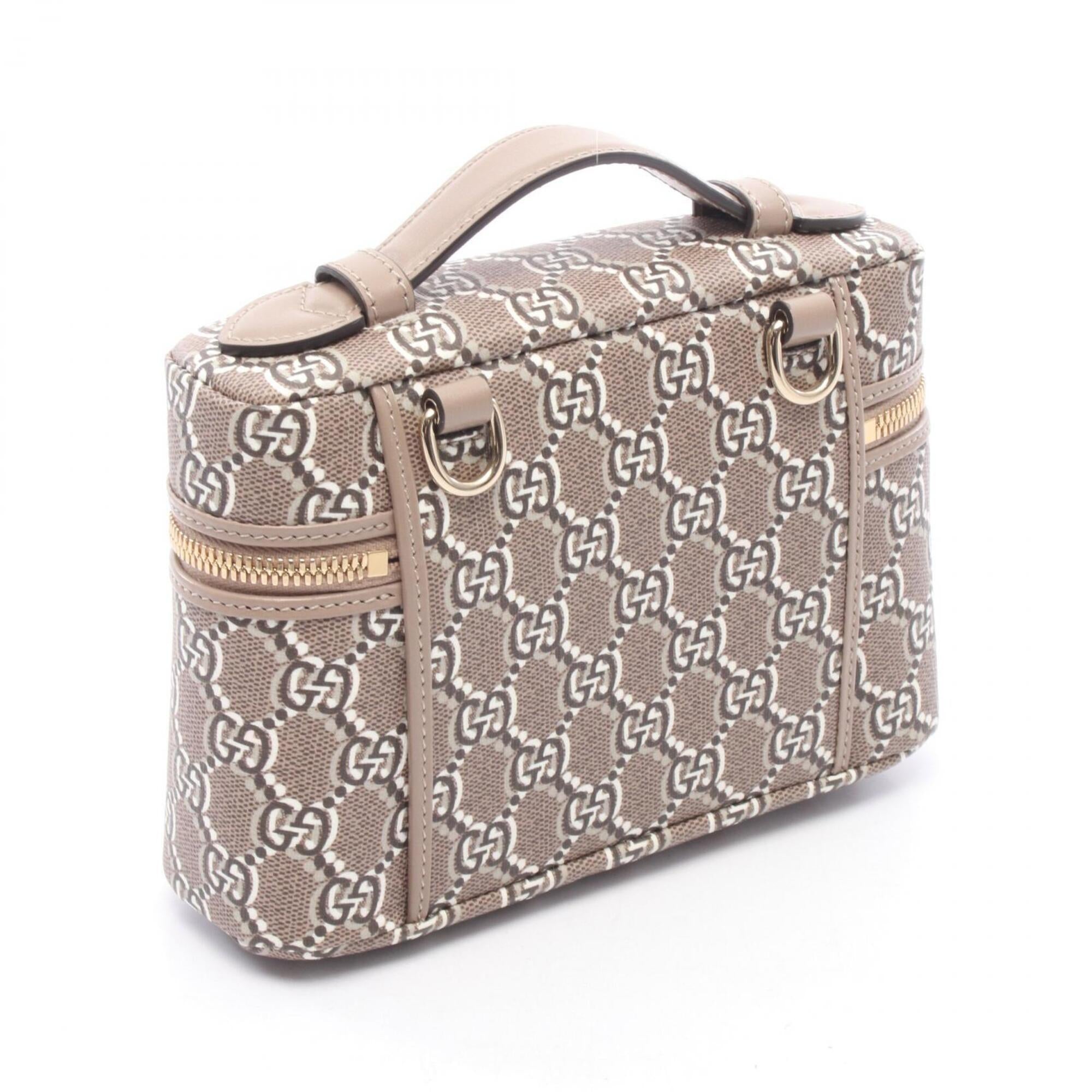 Gucci Brown Gray Multi-Color Pvc Coated Canvas Leather Handbag (Pre-Owned)