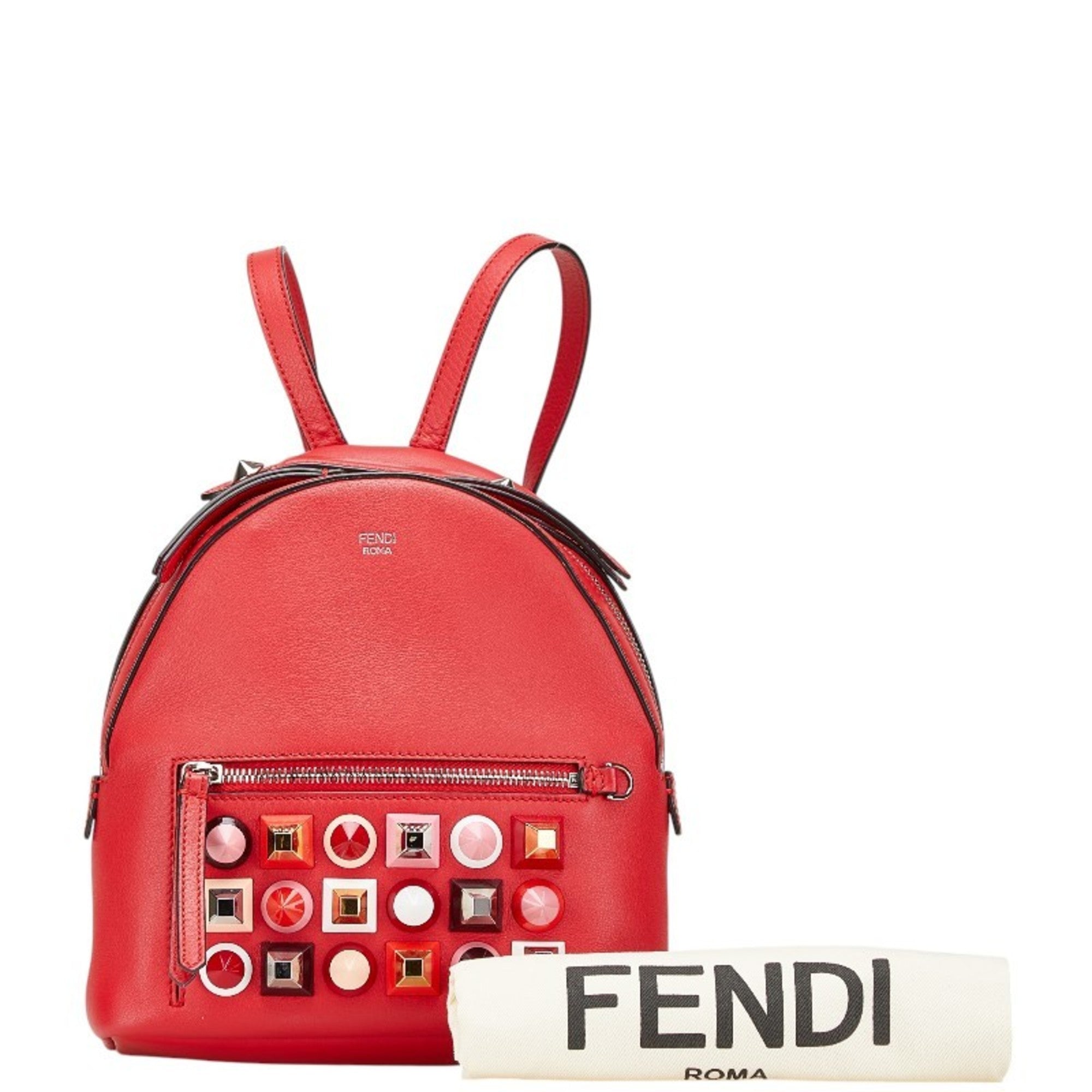 Fendi Red Color Leather Backpack (Pre-Owned)