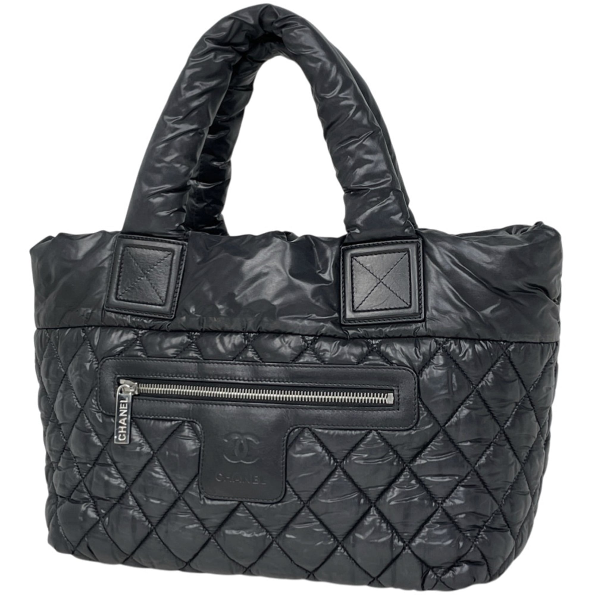 Chanel Black Nylon Handbag Tote Bag (Pre-Owned)