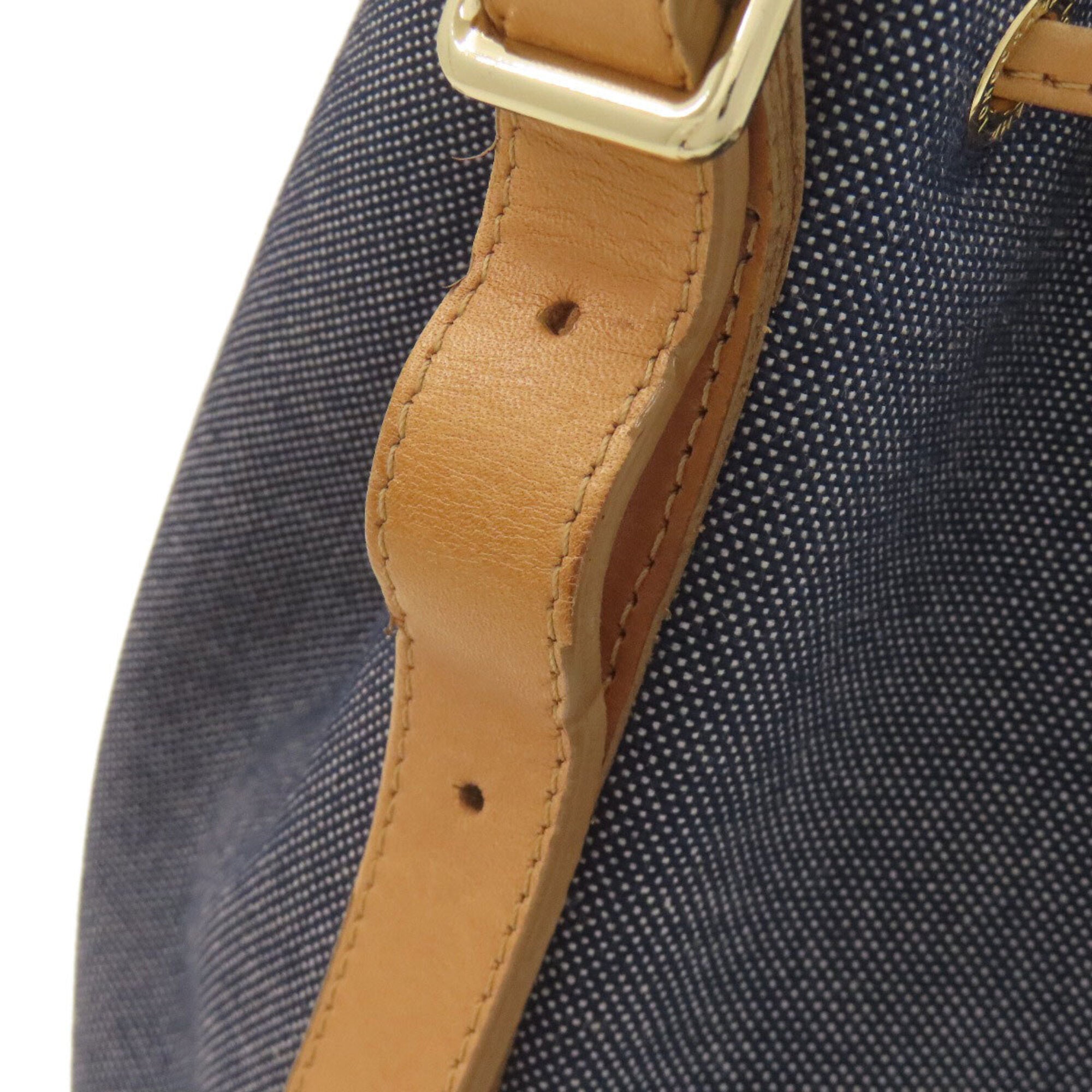 Longchamp Blue Brown Denim Shoulder Bag (Pre-Owned)