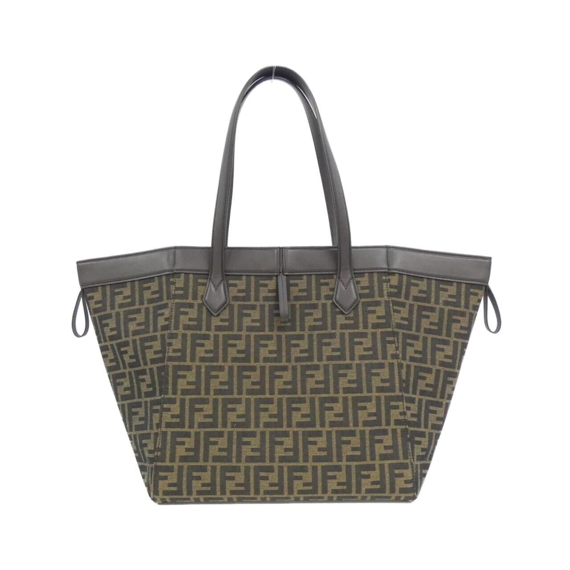 Fendi Gold Canvas Leather Shoulder Bag (Pre-Owned)