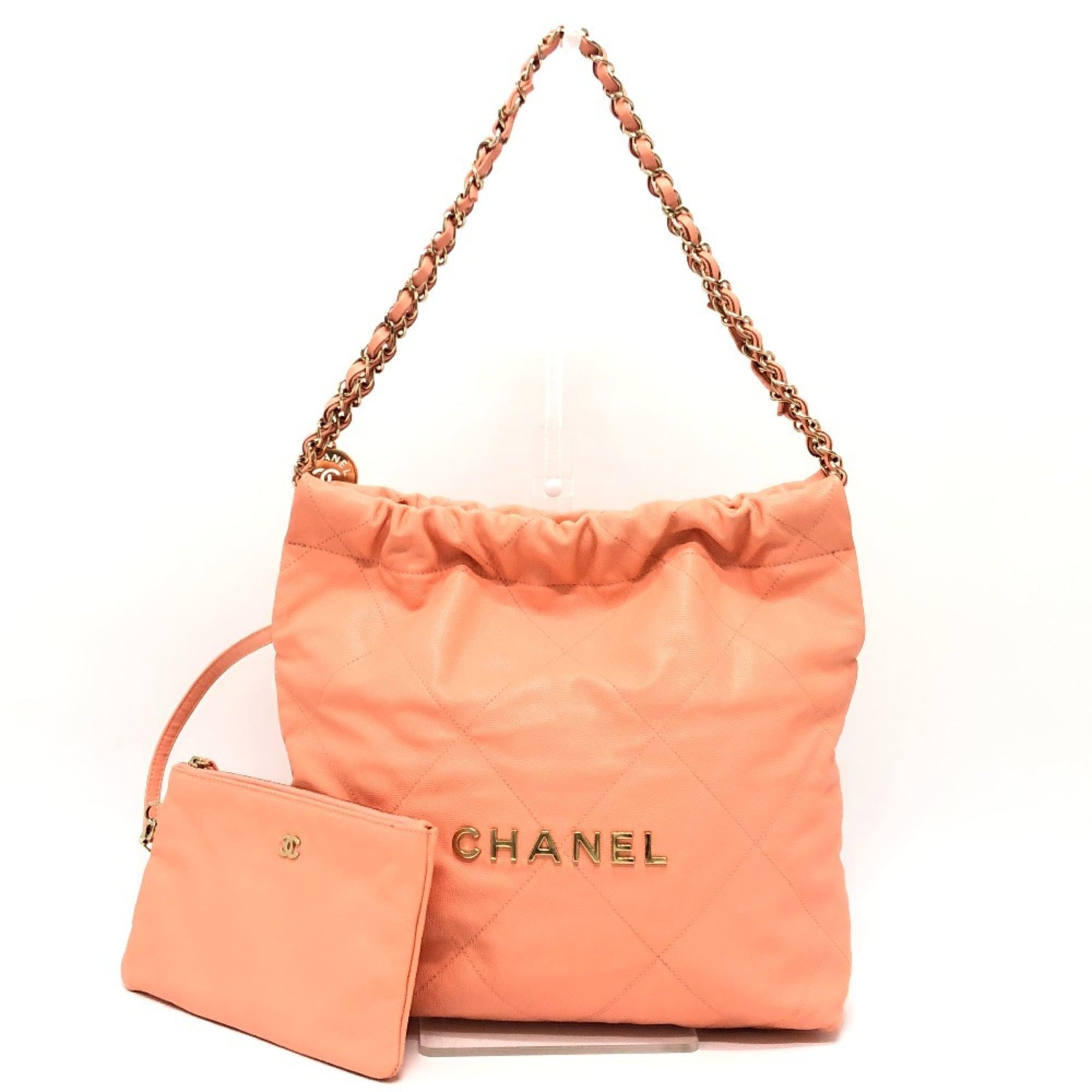 Chanel Matelasse Coral Pink Grained Calfskin Handbag Shoulder Bag (Pre-Owned)