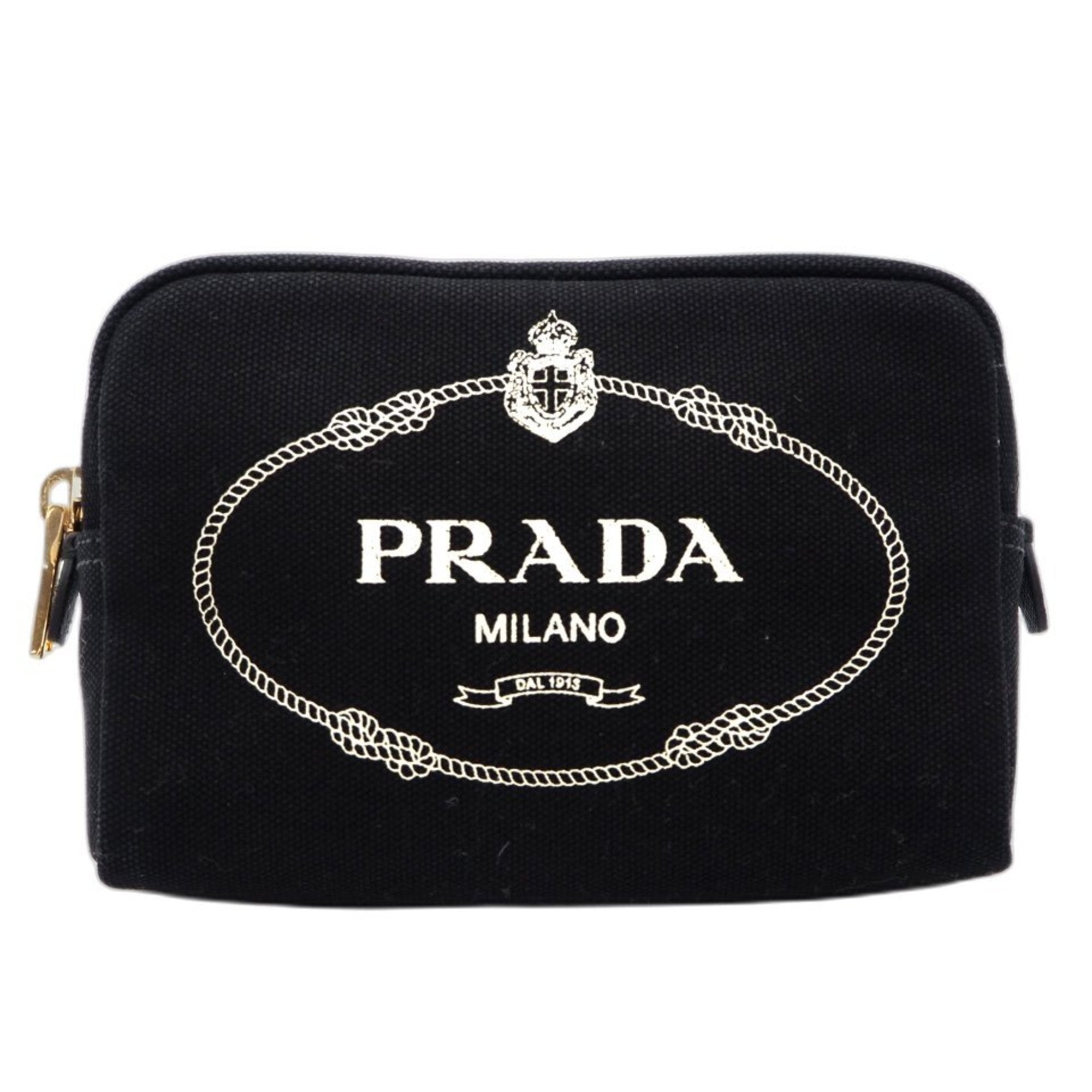 Prada Black Nero White Canvas Pouch (Pre-Owned)