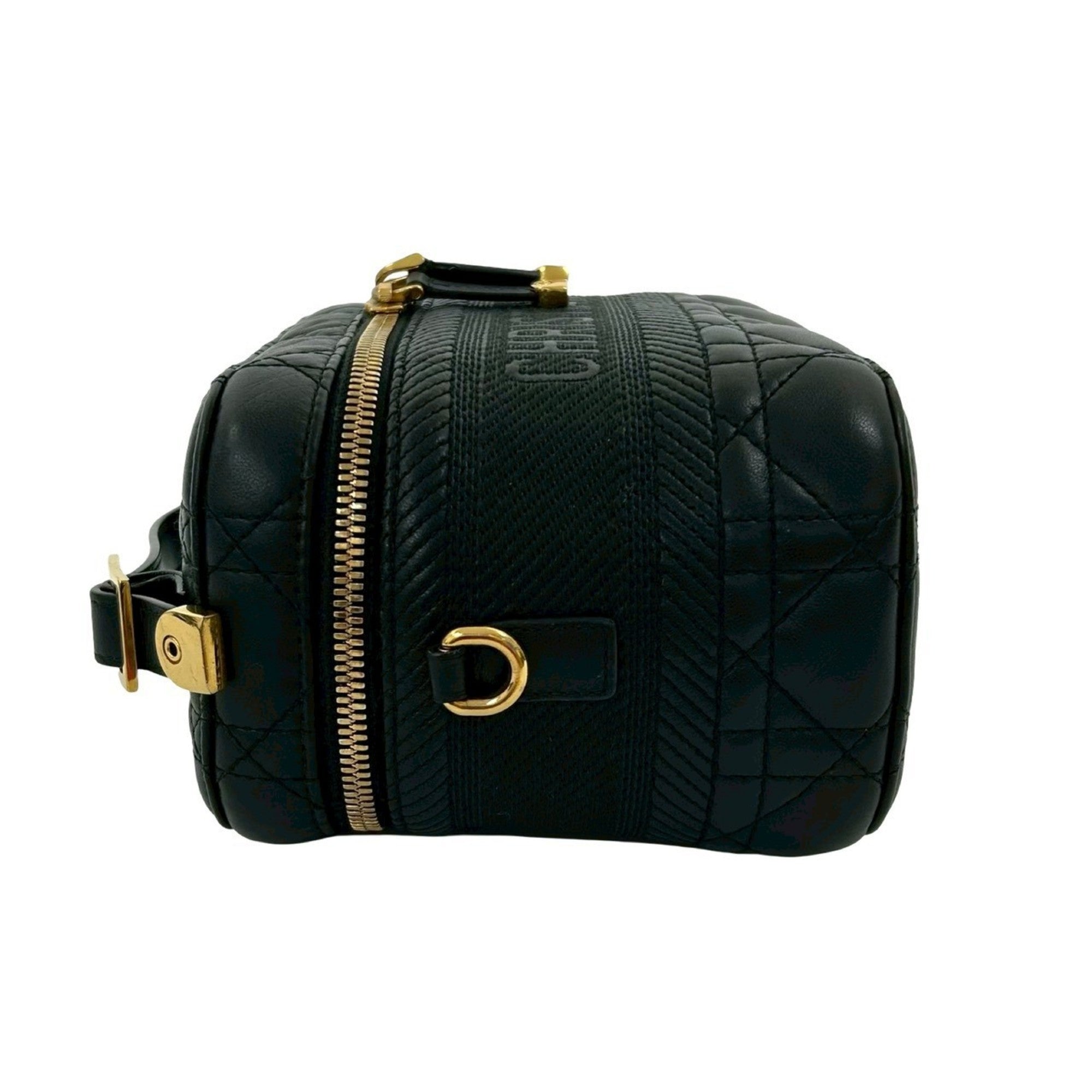 Christian Dior Black Leather Handbag Shoulder Bag Vanity Bag (Pre-Owned)