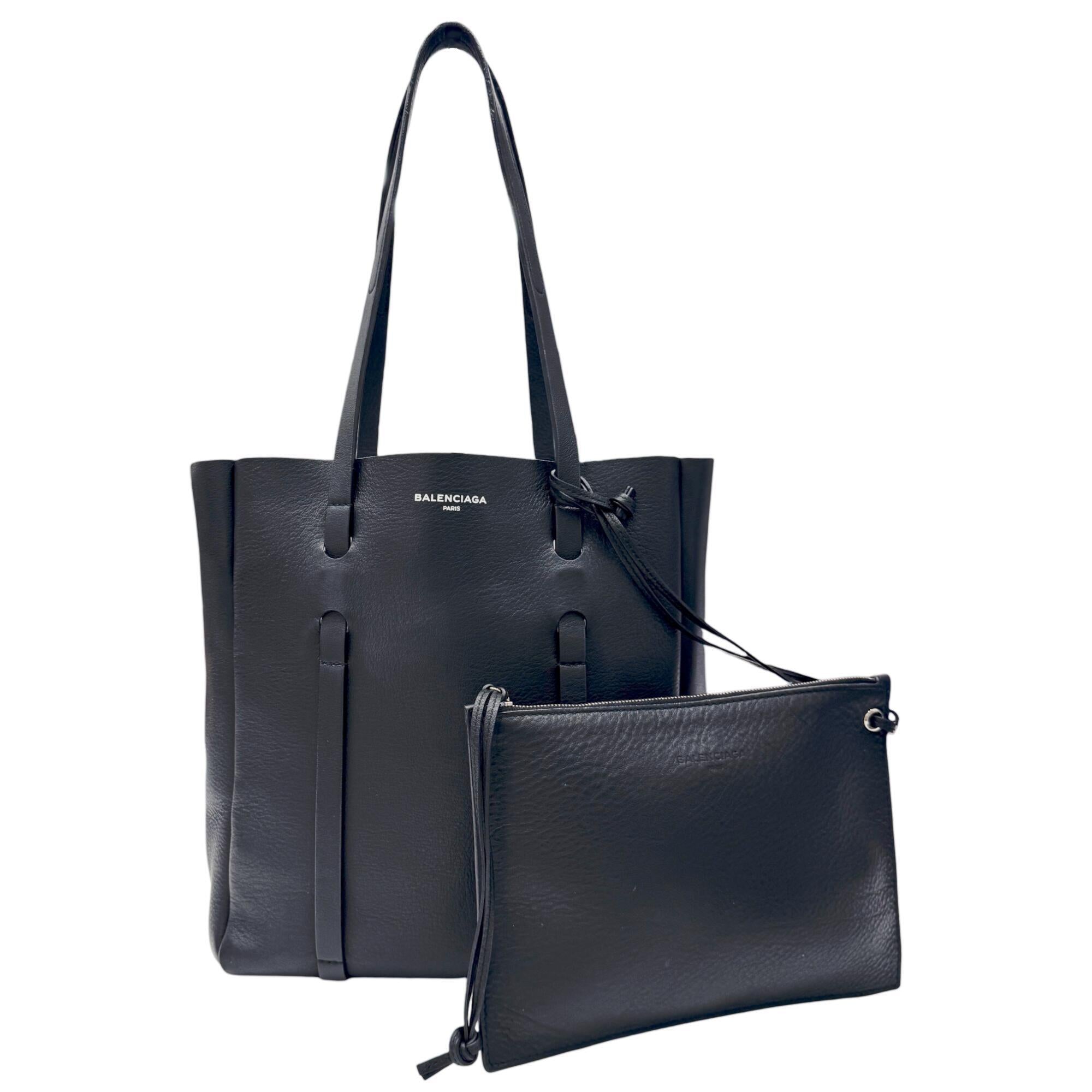 Balenciaga Black Leather Pouch Tote Bag (Pre-Owned)