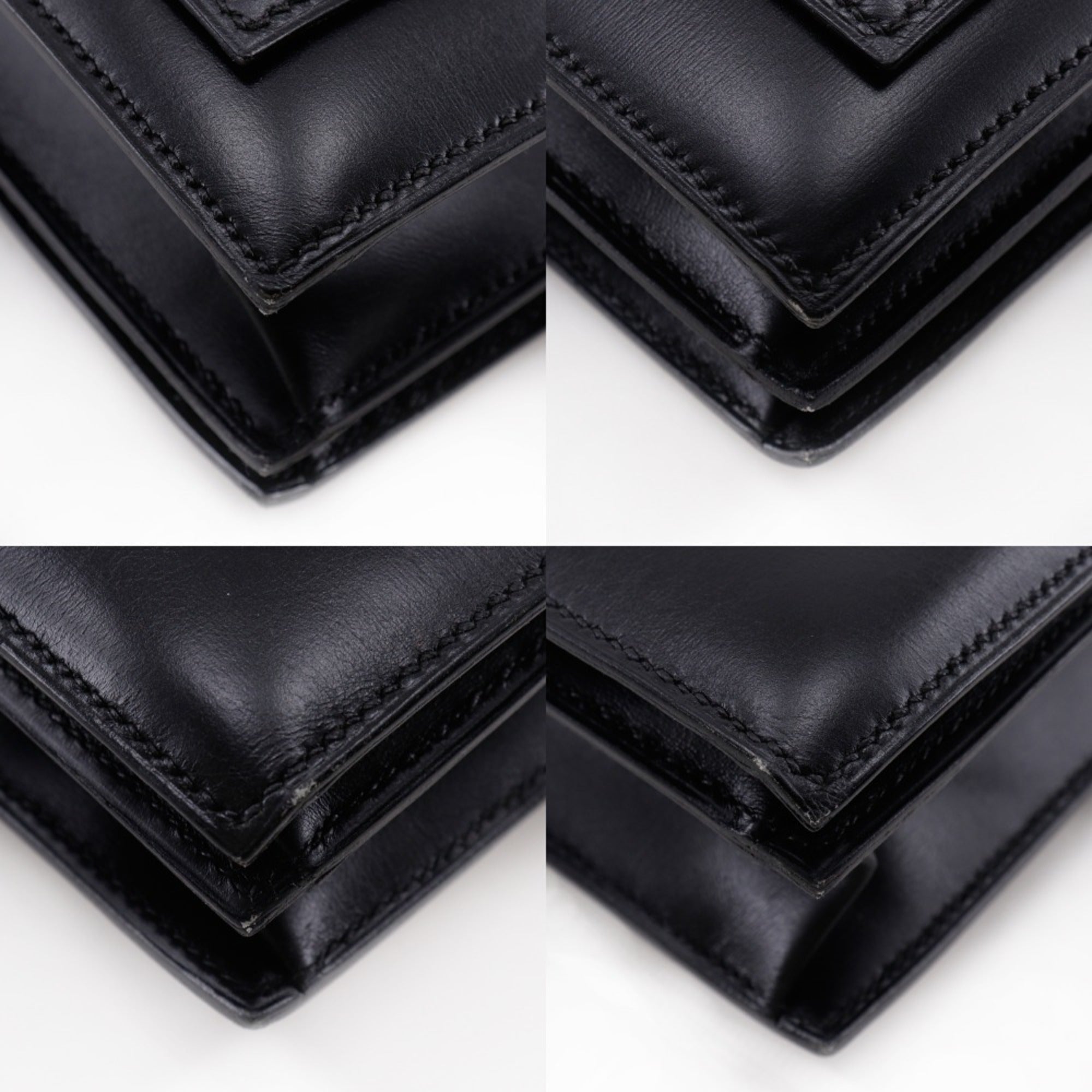 Hermes Black Box Calf Leather Handbag (Pre-Owned)