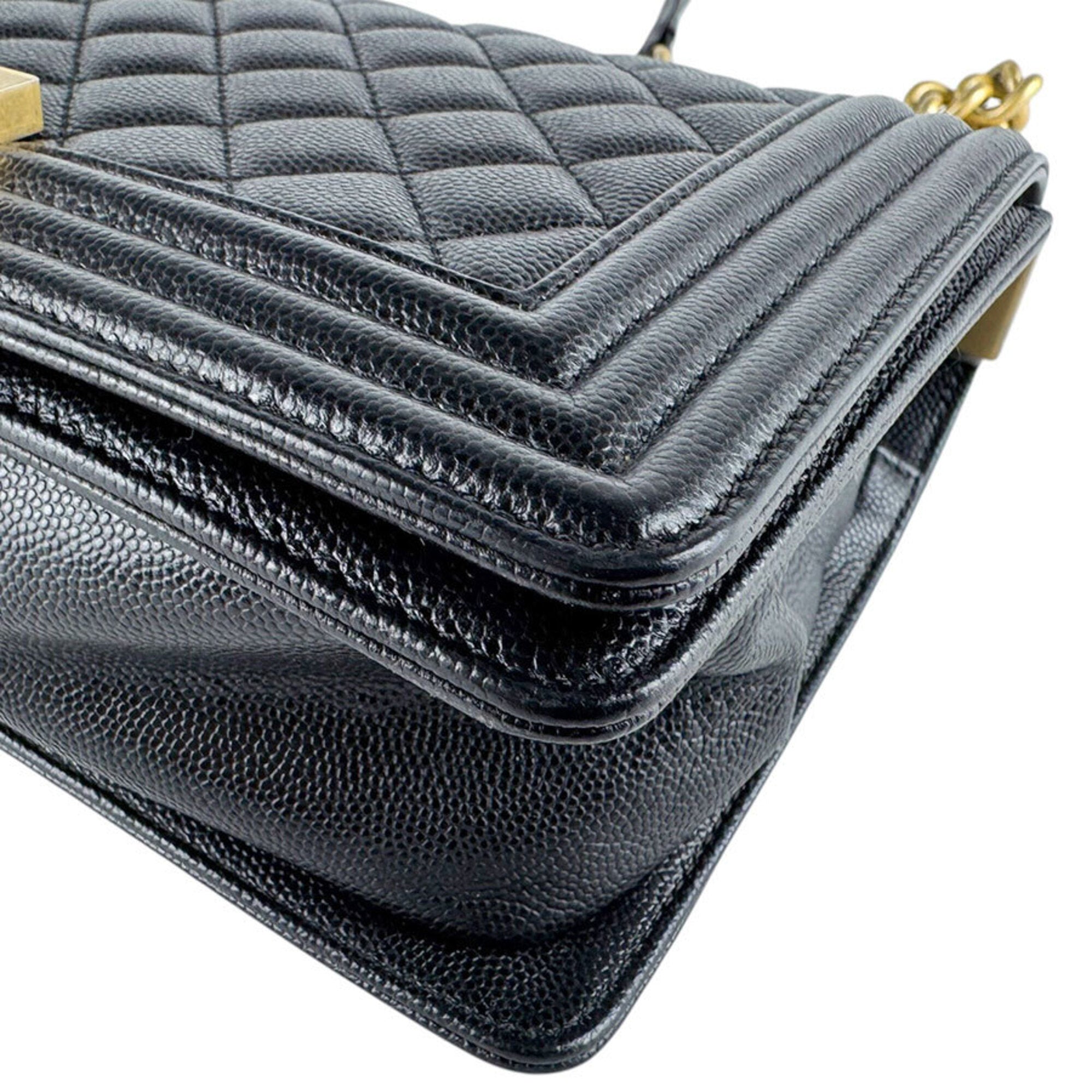 Chanel Black Grained Calfskin Shoulder Bag (Pre-Owned)