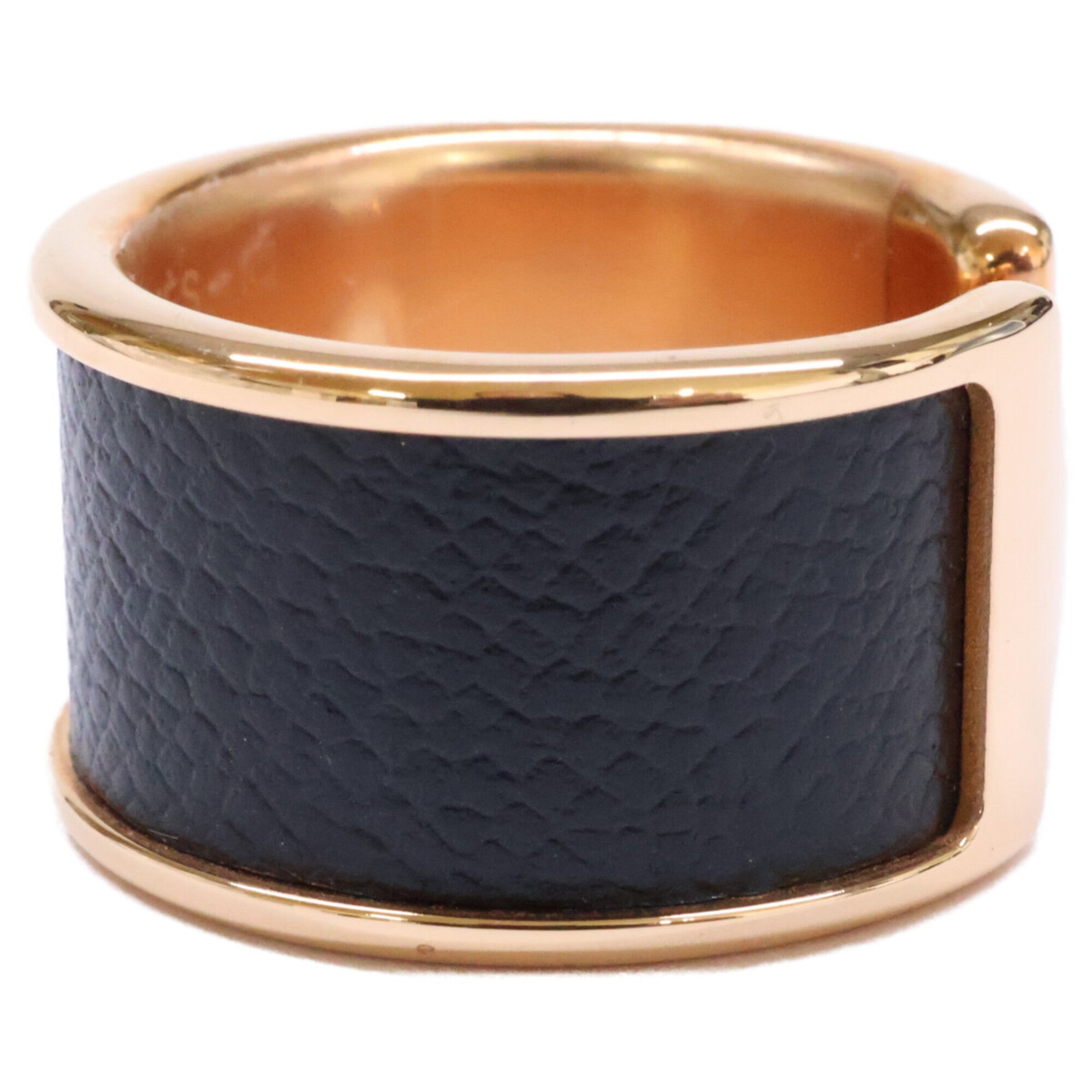 Hermes Gold Black Metal Band Ring (Pre-Owned)