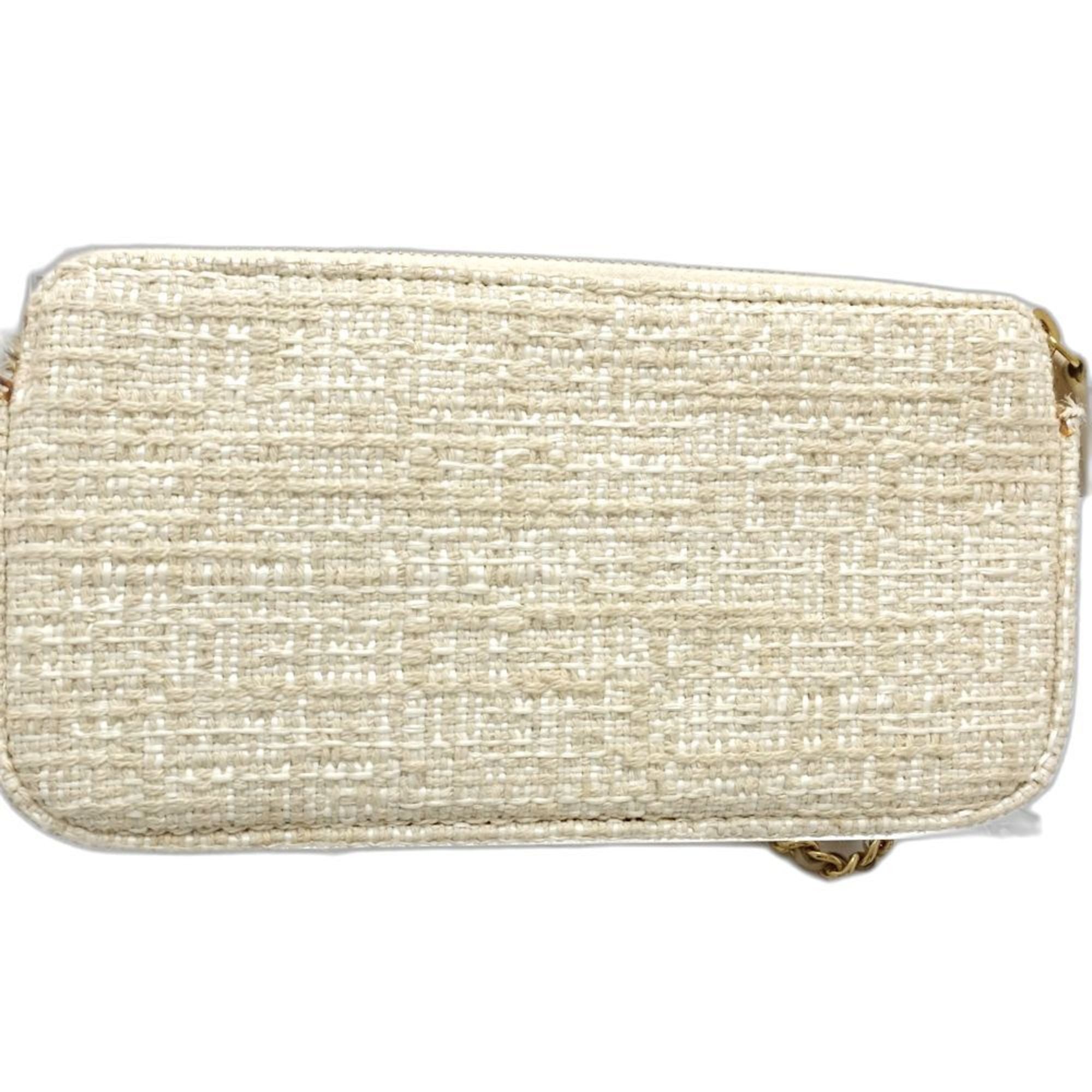 Chanel Beige Canvas Shoulder Bag (Pre-Owned)