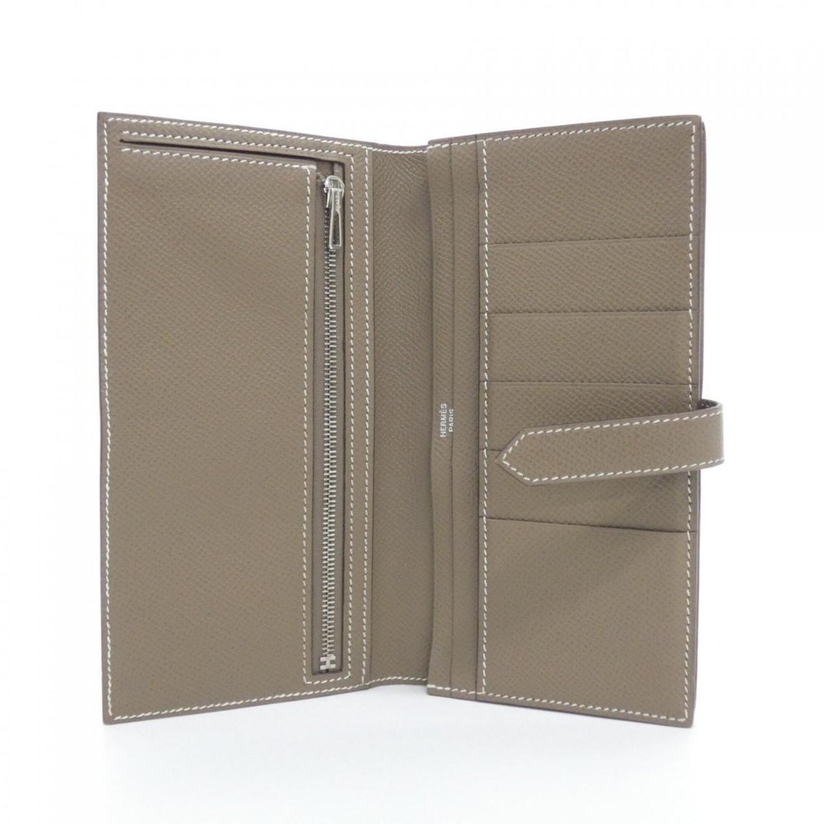 Hermes Etoupe Gray Epsom Leather Long Wallet (Bi-Fold) (Pre-Owned)