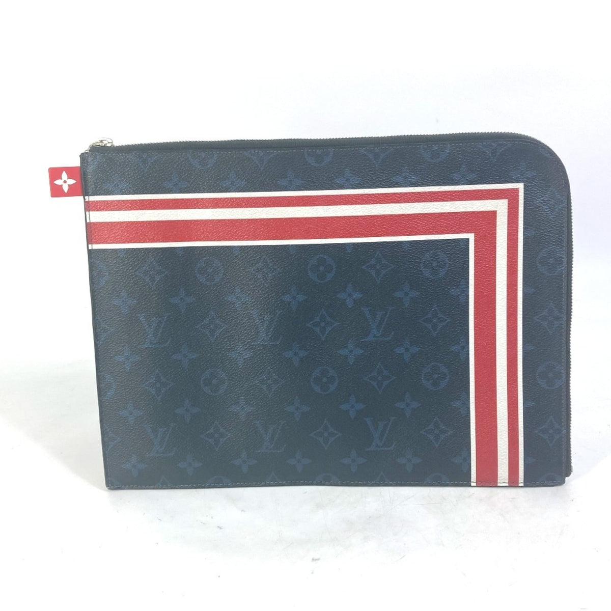 Louis Vuitton Monogram Cobalt Navy Red Color White Clutch Bag (Pre-Owned)