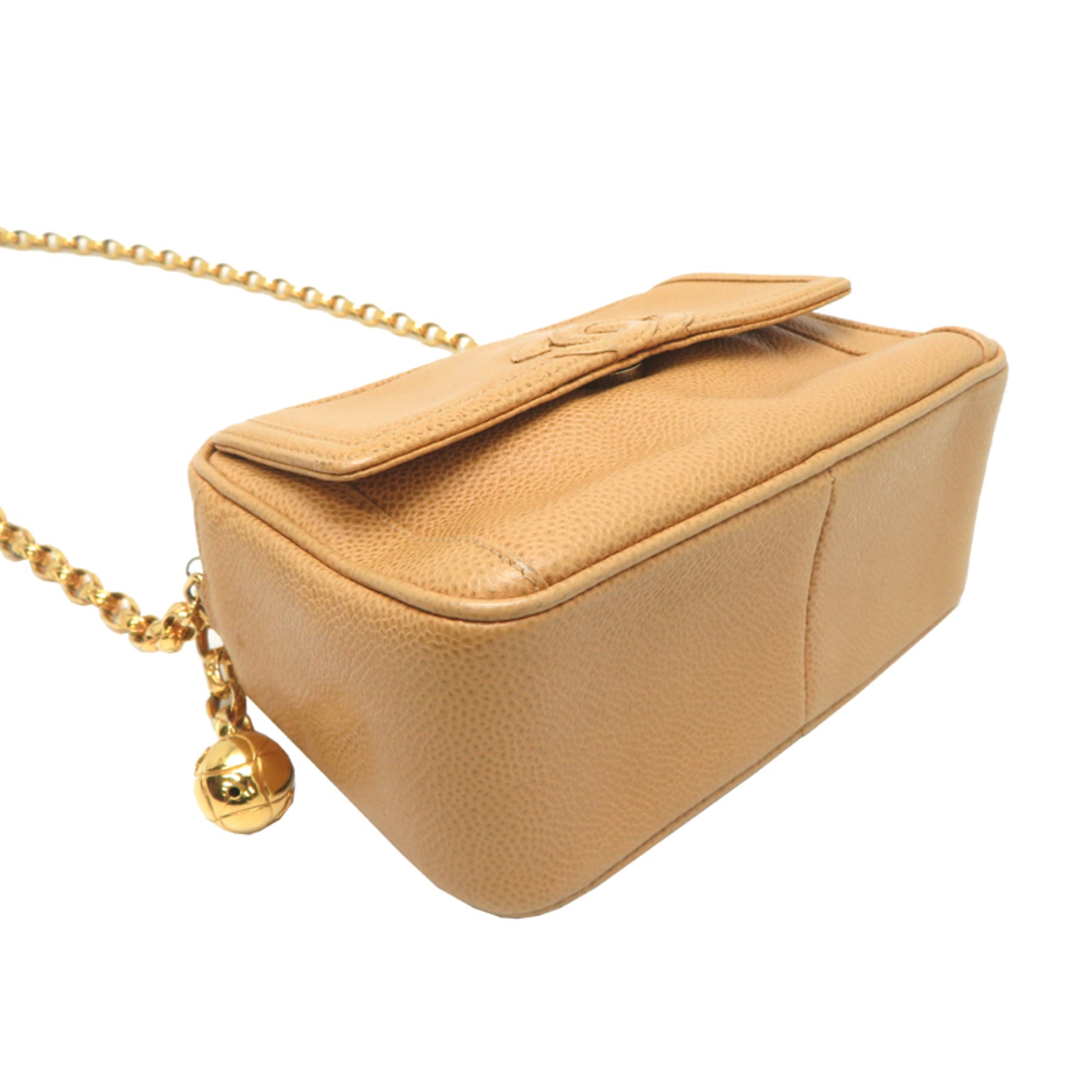 Chanel Beige Grained Calfskin Shoulder Bag (Pre-Owned)