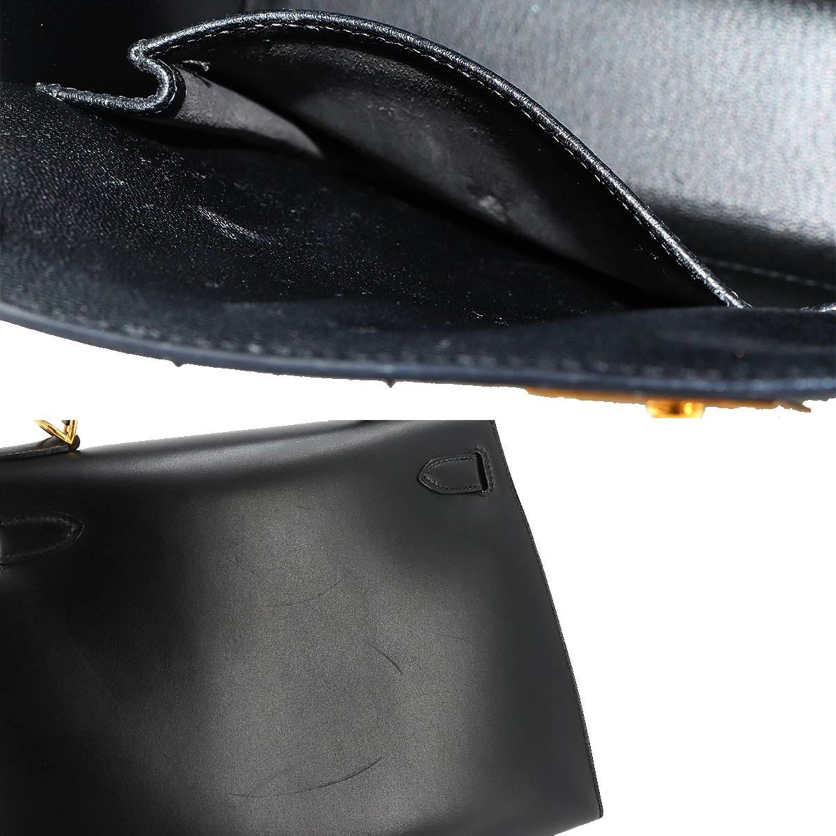 Hermes Kelly Black Box Calf Leather Handbag (Pre-Owned)