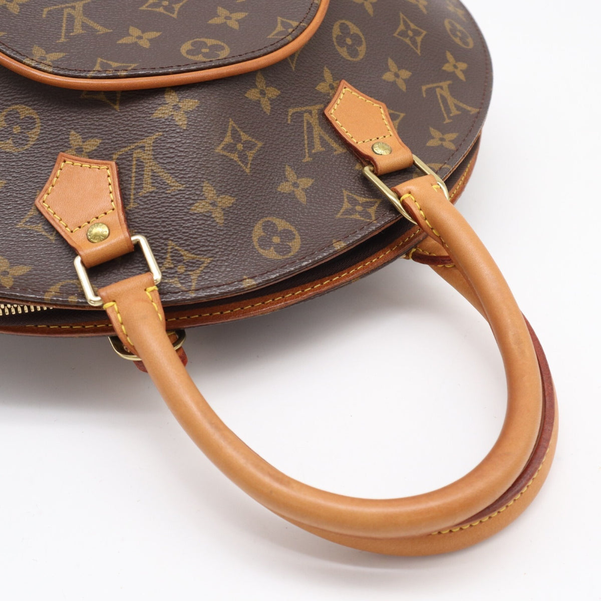 Louis Vuitton Beige Brown Monogram Coated Canvas Leather Handbag (Pre-Owned)