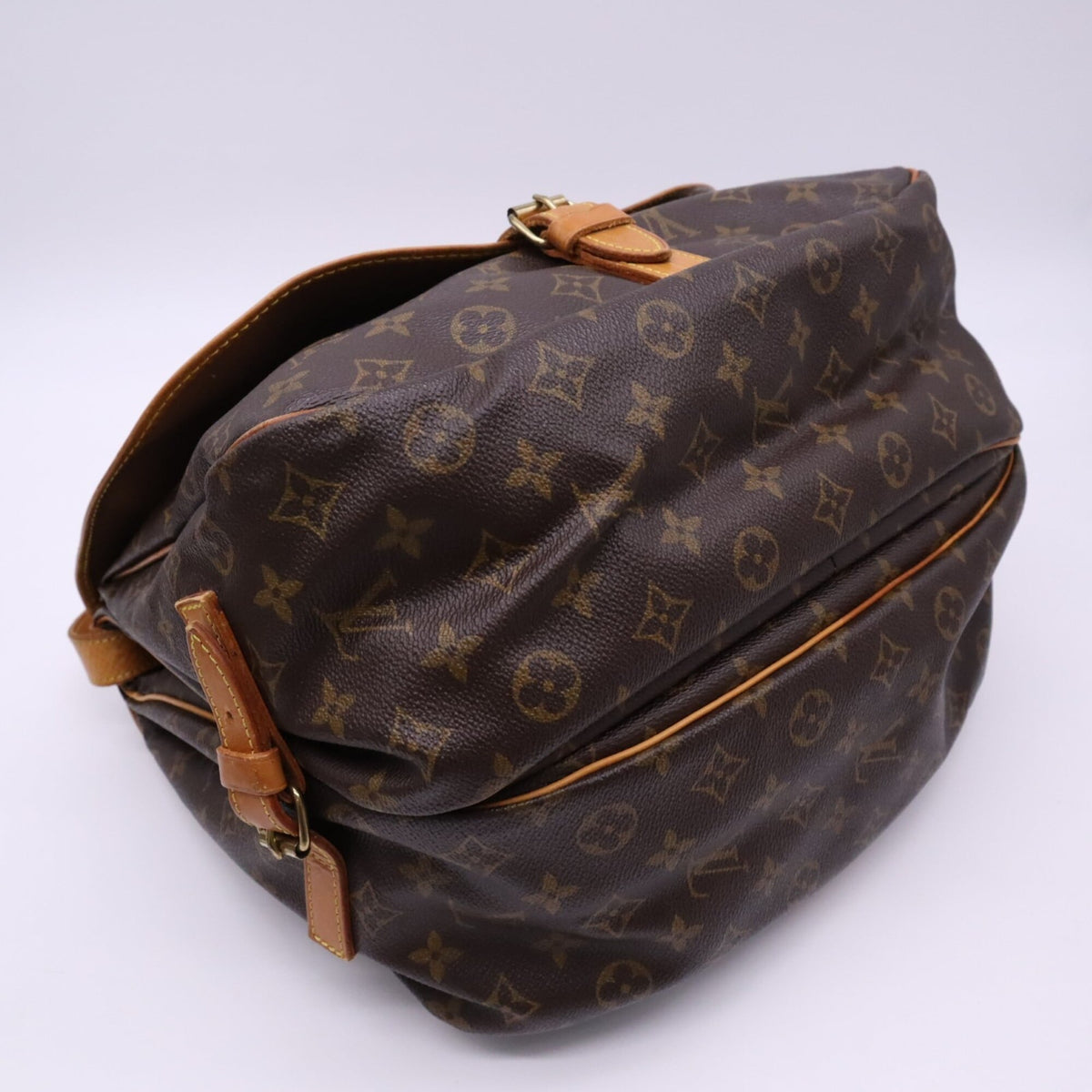 Louis Vuitton Monogram Beige Brown Coated Canvas Leather Shoulder Bag (Pre-Owned)