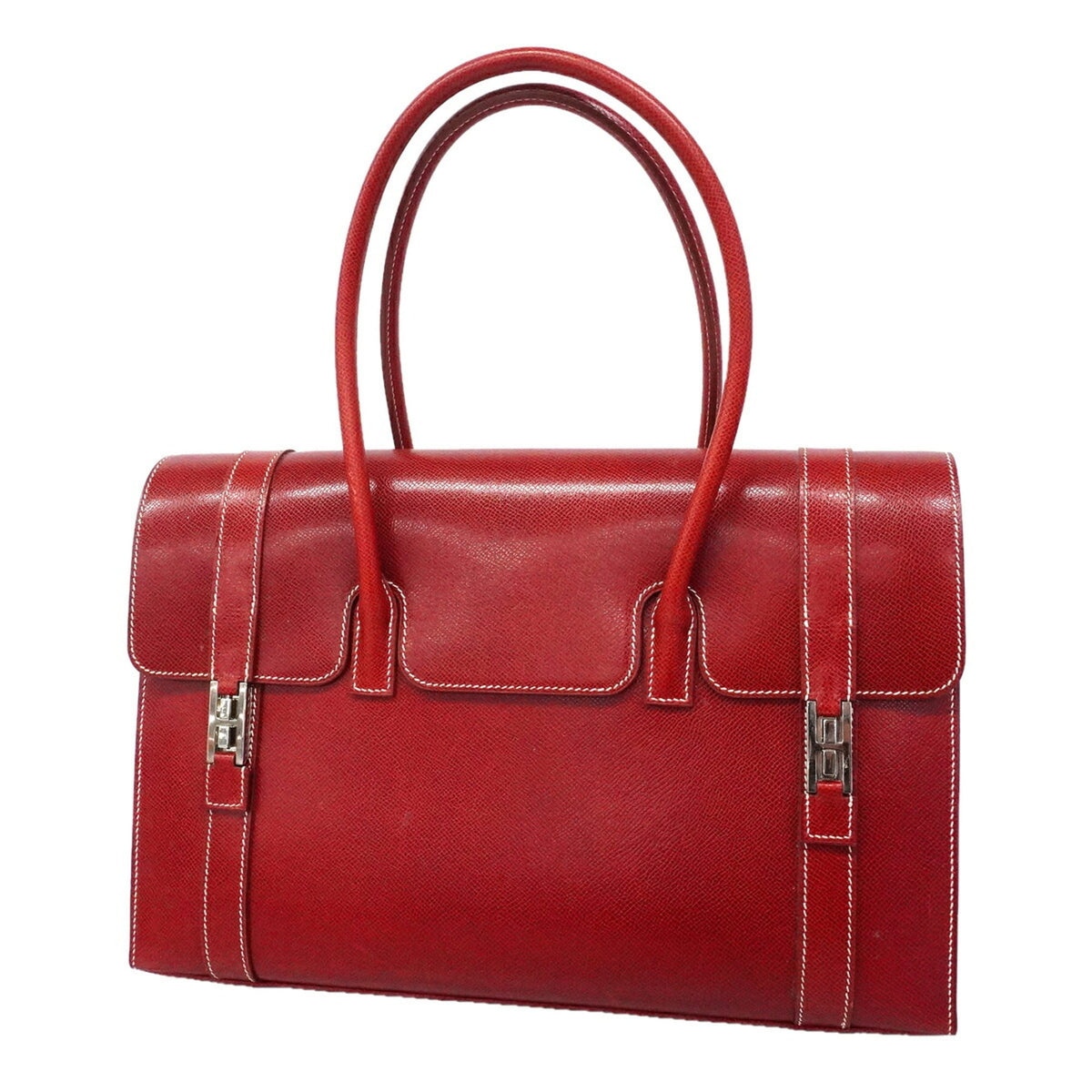 Hermes Rouge Casaque Courchevel Leather Handbag (Pre-Owned)