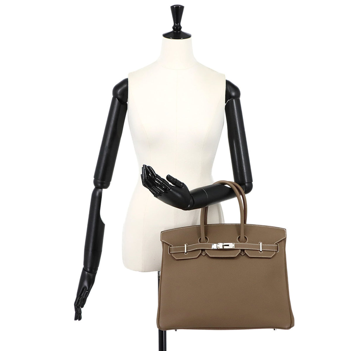 Hermes Etoupe Gray Togo Leather Handbag (Pre-Owned)