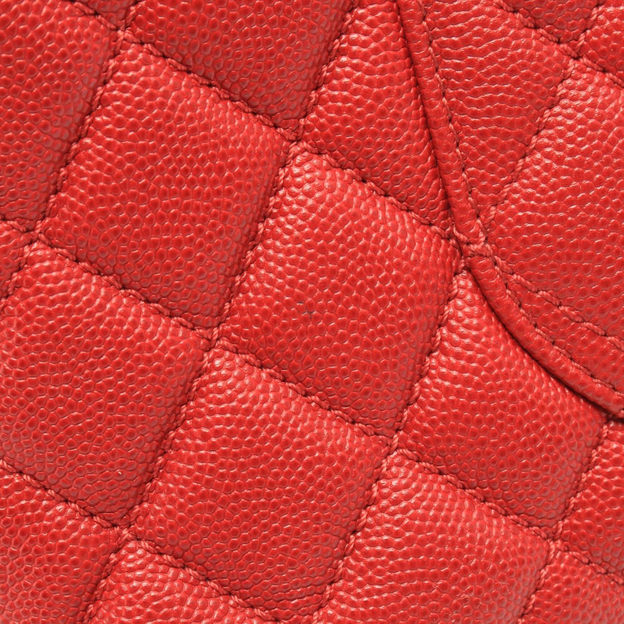 Chanel Matelasse Red Color Grained Calfskin Handbag (Pre-Owned)