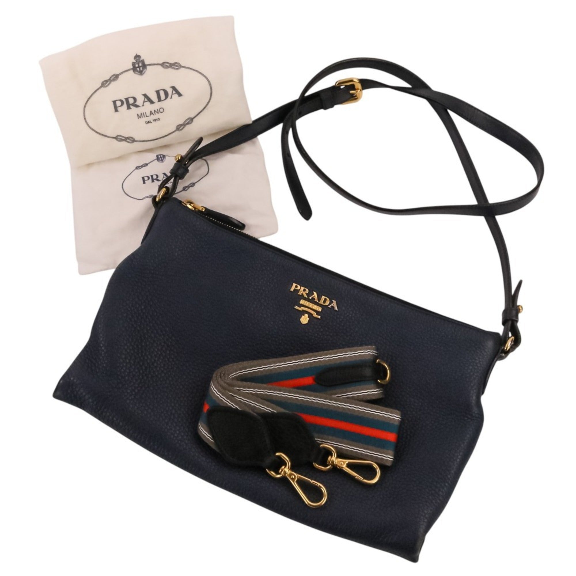 Prada Navy Leather Shoulder Bag (Pre-Owned)