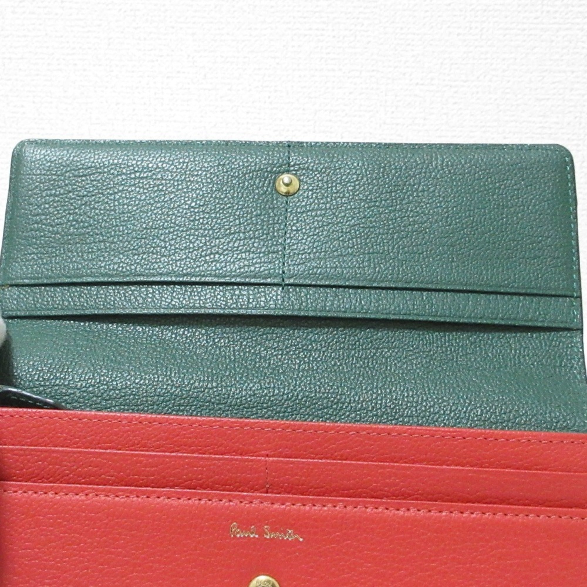 Paul Smith Red Color Leather Long Bill Wallet (Tri-Fold) (Pre-Owned)