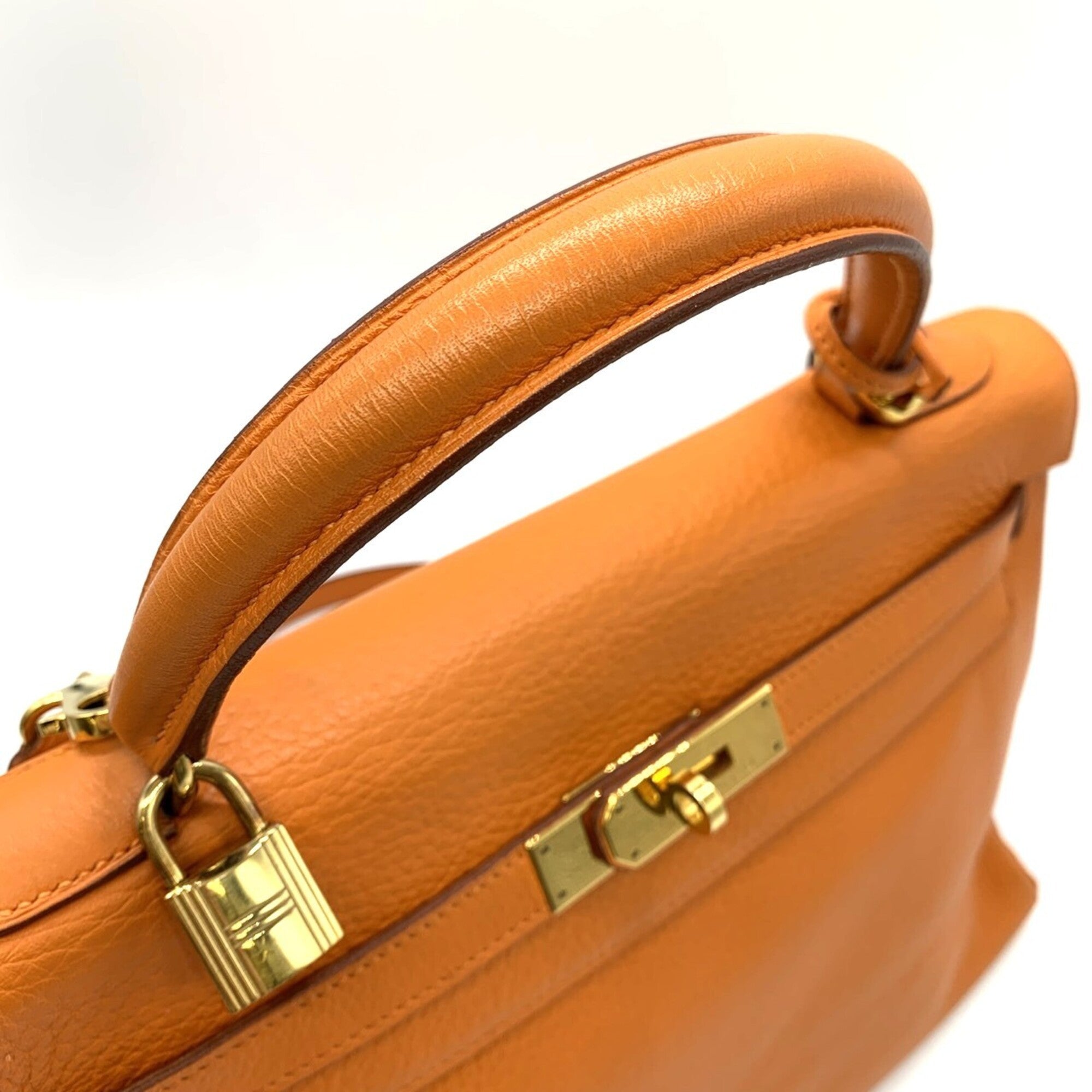 Hermes Orange Taurillon Clemence Leather Handbag (Pre-Owned)