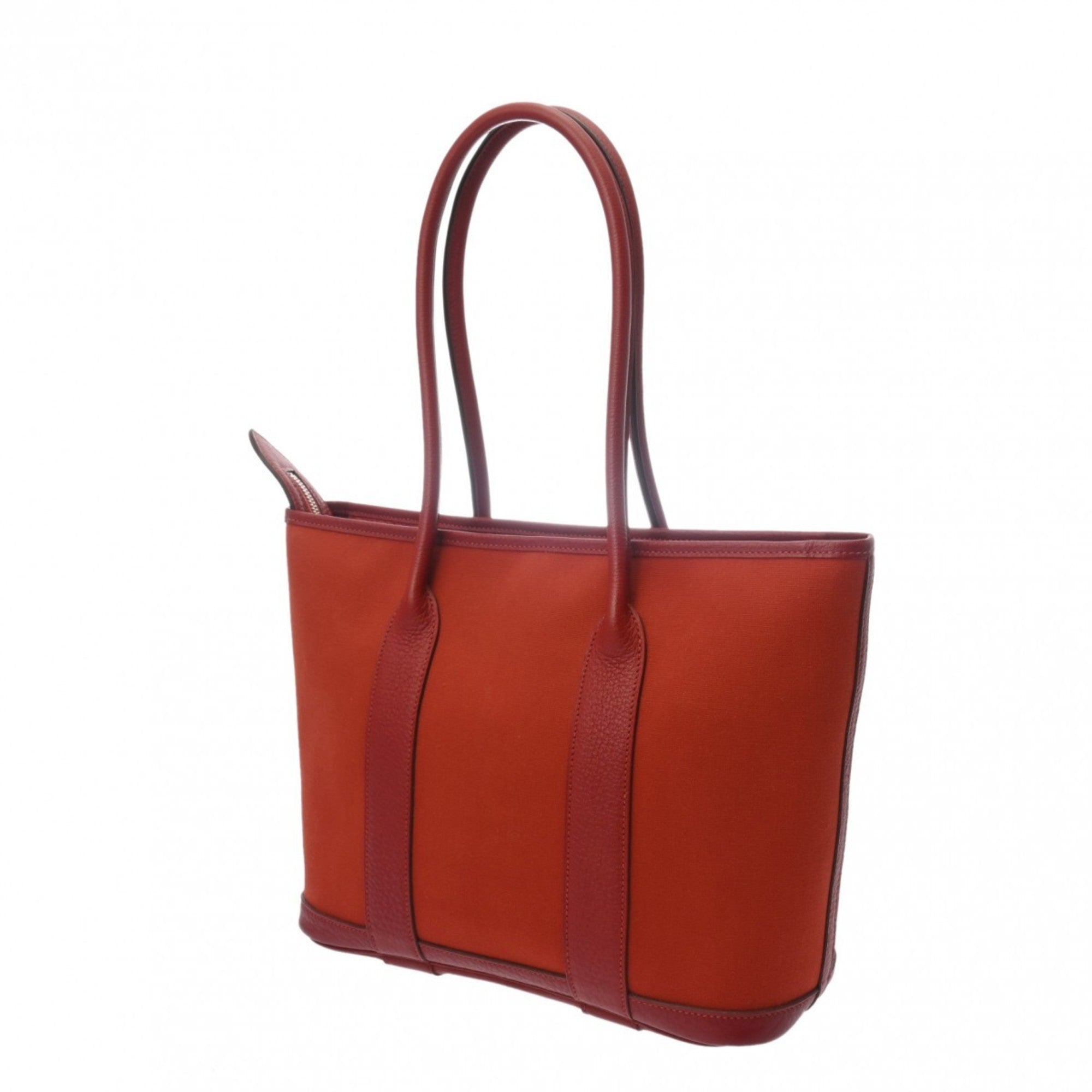 Hermes Rouge Garance Toile Officier Negonda Leather Handbag (Pre-Owned)