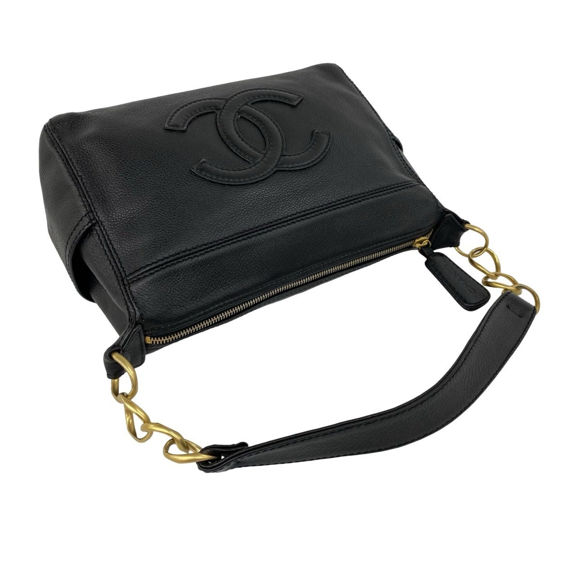 Chanel Black Leather Shoulder Bag Tote Bag (Pre-Owned)