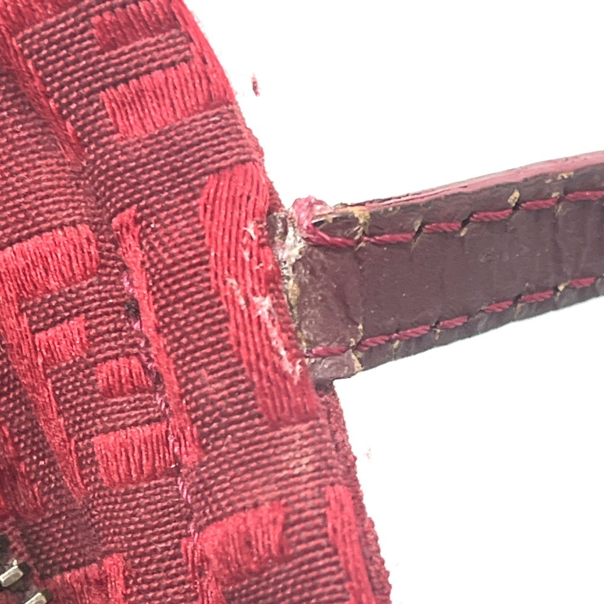 Fendi Red Color Canvas Handbag (Pre-Owned)