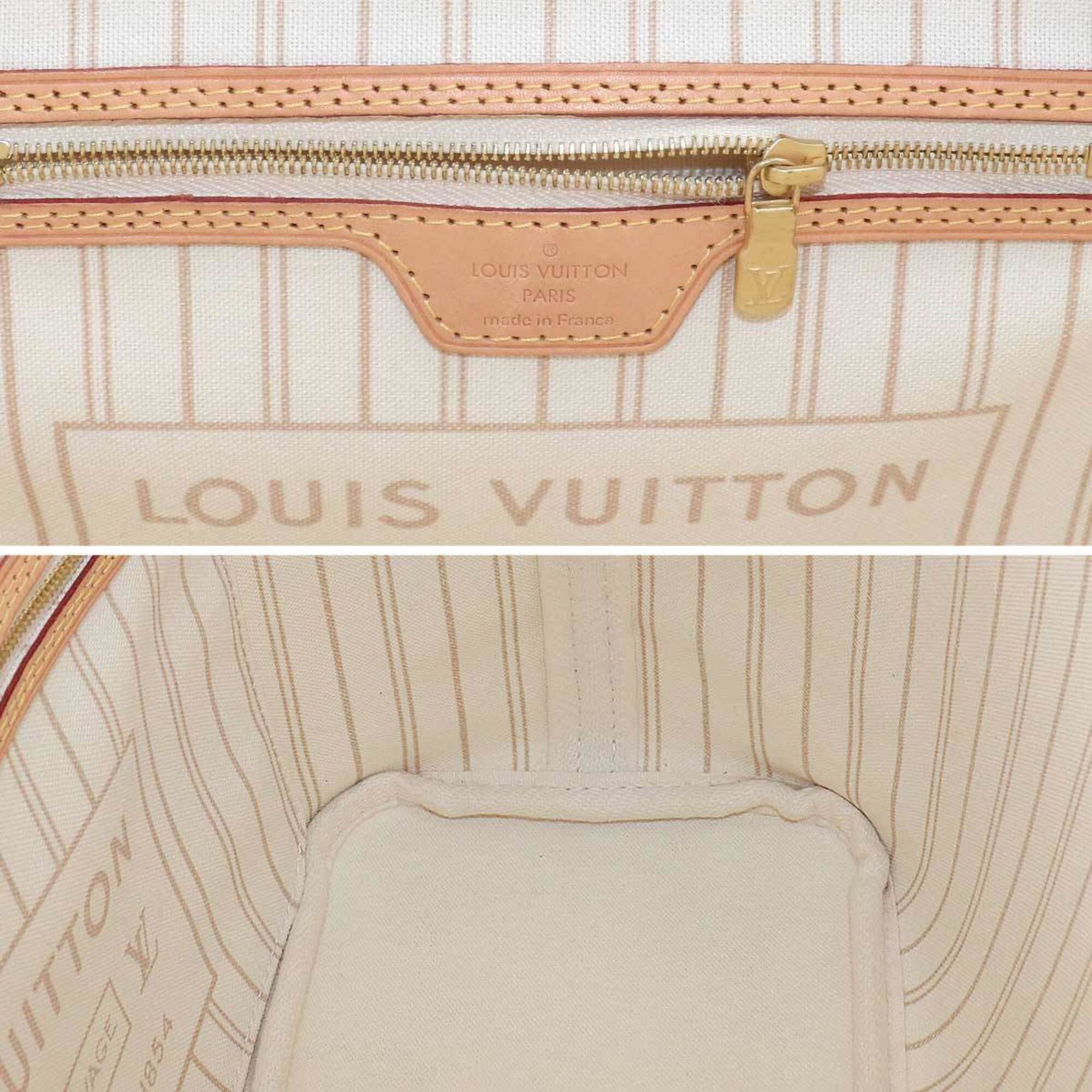Louis Vuitton Damier Azur White Faux Leather Handbag Pouch Tote Bag (Pre-Owned)