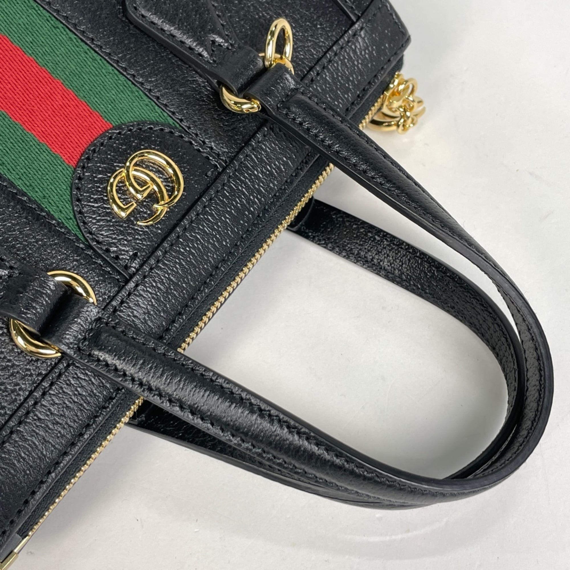 Gucci Sherry Line Black Leather Handbag (Pre-Owned)