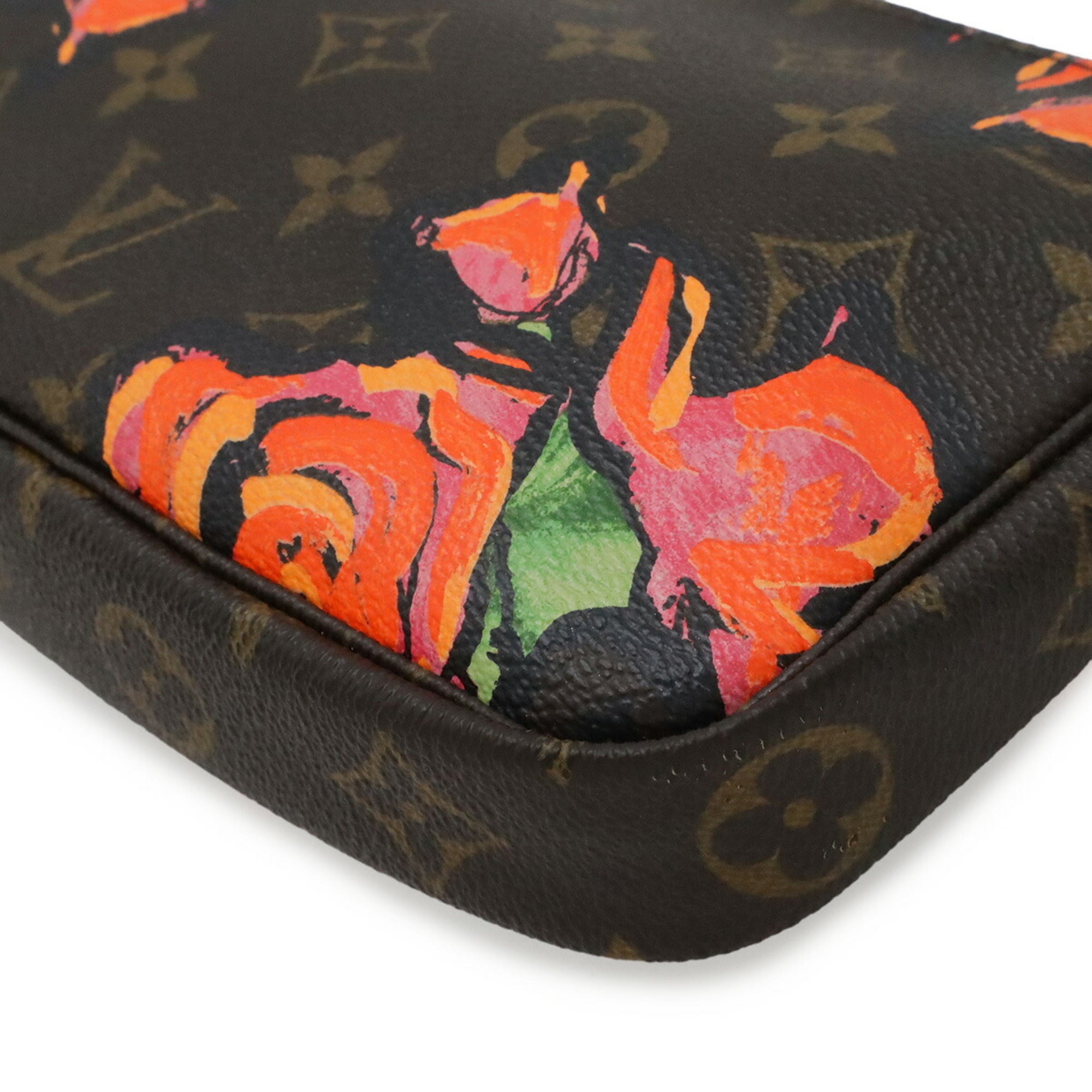 Louis Vuitton Brown Orange Monogram Rose Handbag Pochette Pouch (Pre-Owned)