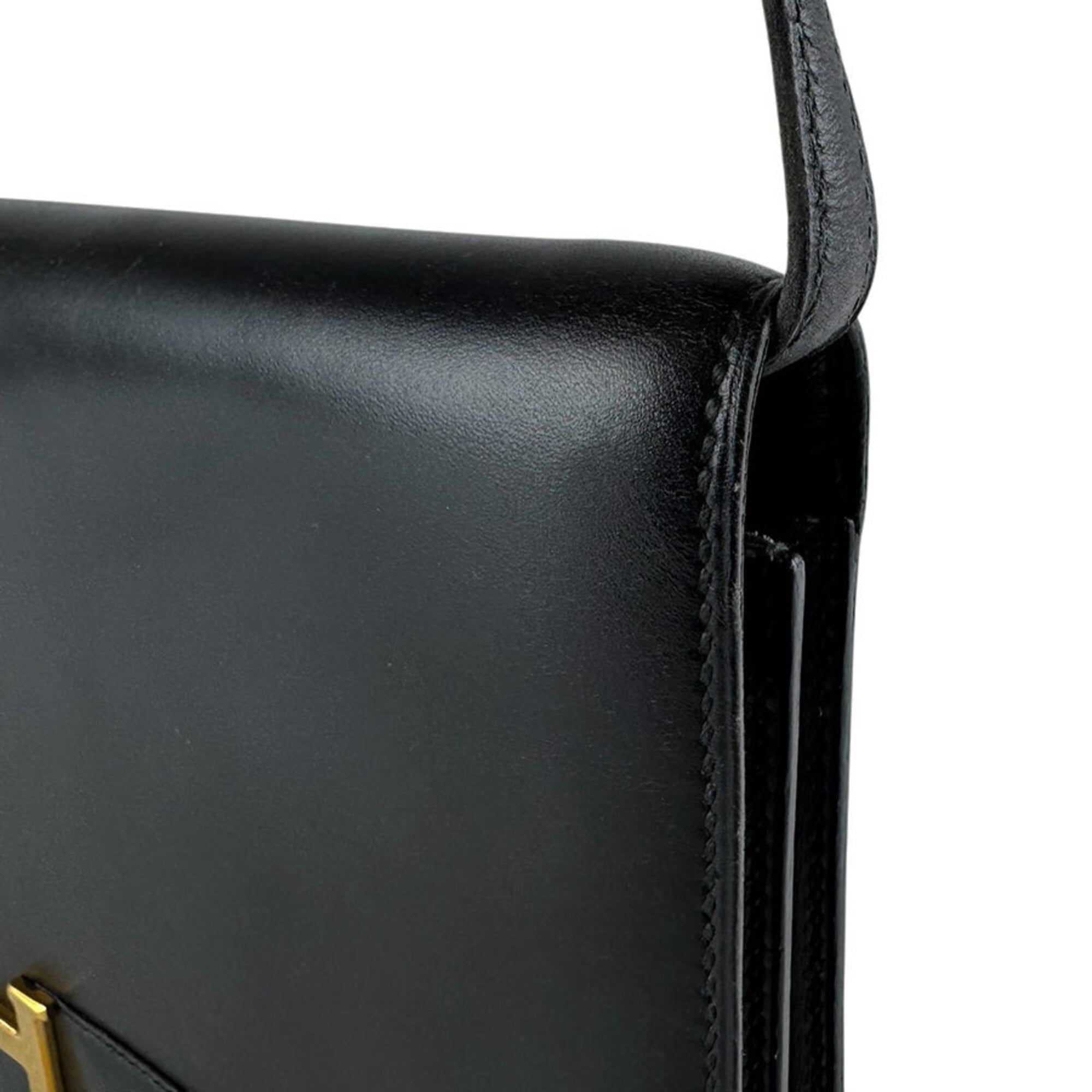 Hermes Black Box Calf Leather Shoulder Bag (Pre-Owned)