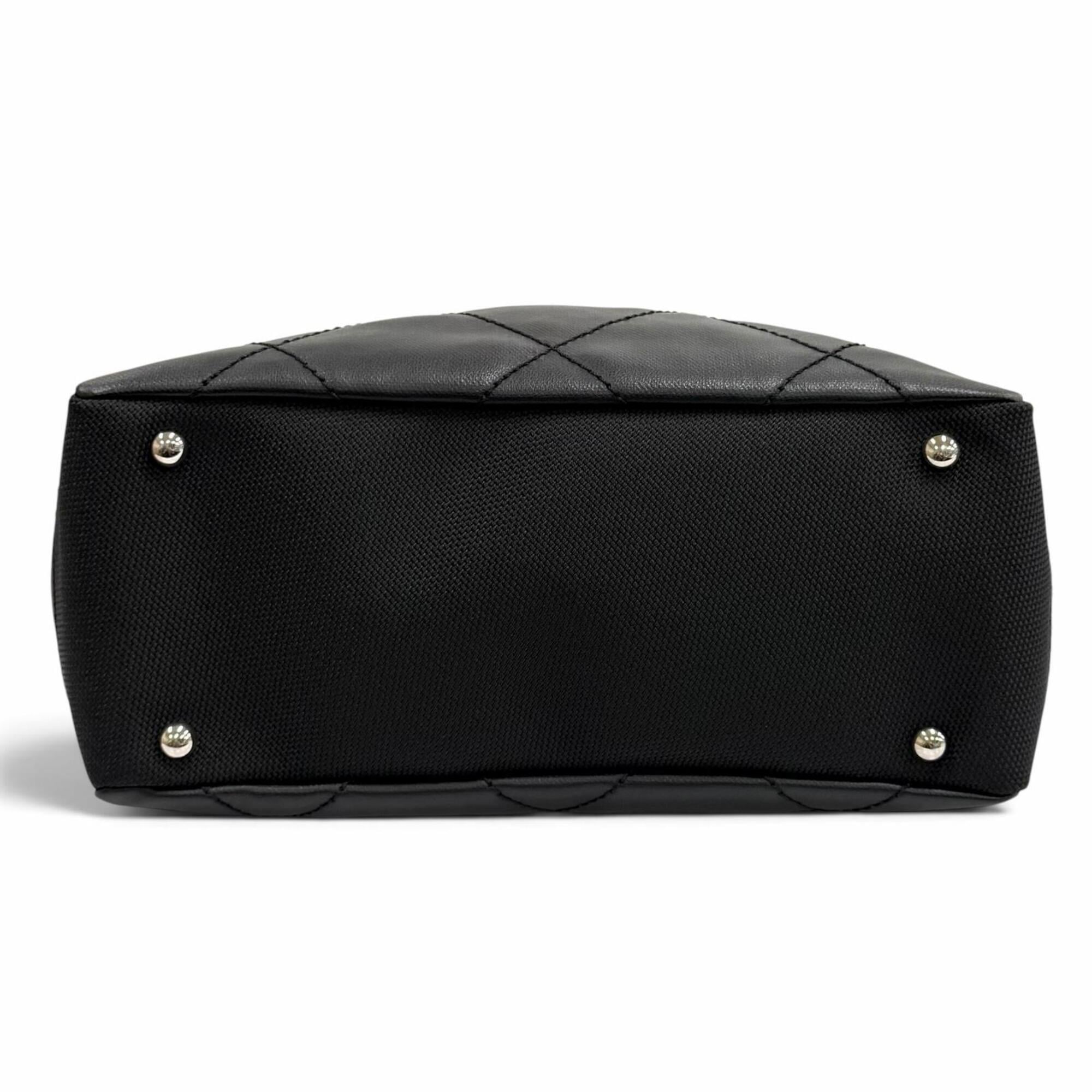 Chanel Black Coated Canvas Leather Tote Bag (Pre-Owned)