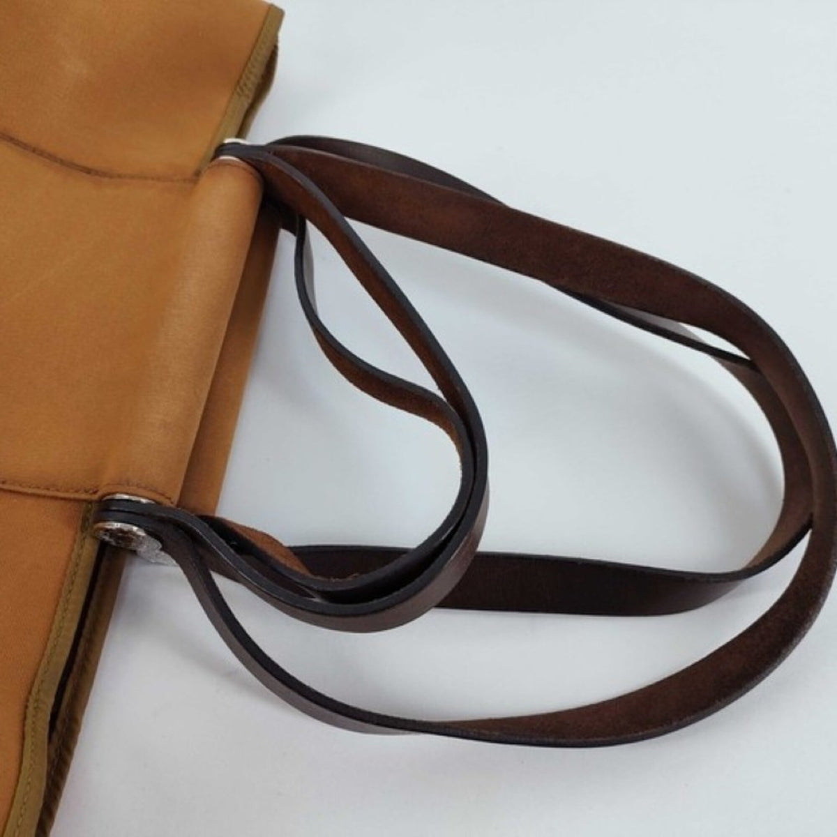 Hermes Brown Canvas Leather Shoulder Bag (Pre-Owned)